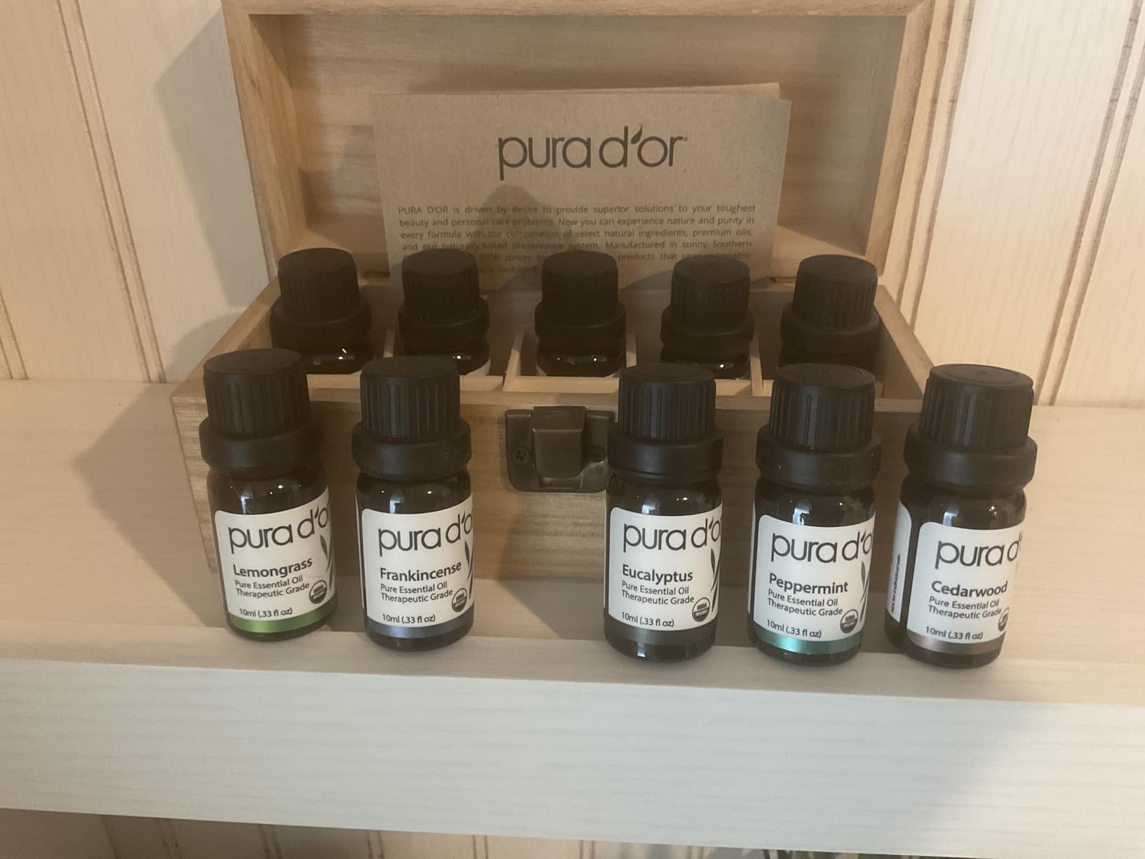 PURA D'OR Organic Perfect10 Essential Oils Aromatherapy Box Set, 10mL x10 | Diffuser Blends, Gift-Ready Wood Case, USDA Certified, 100% Pure, Massage, DIY Beauty, Home Fragrance, Relaxation Routine customer photo 2