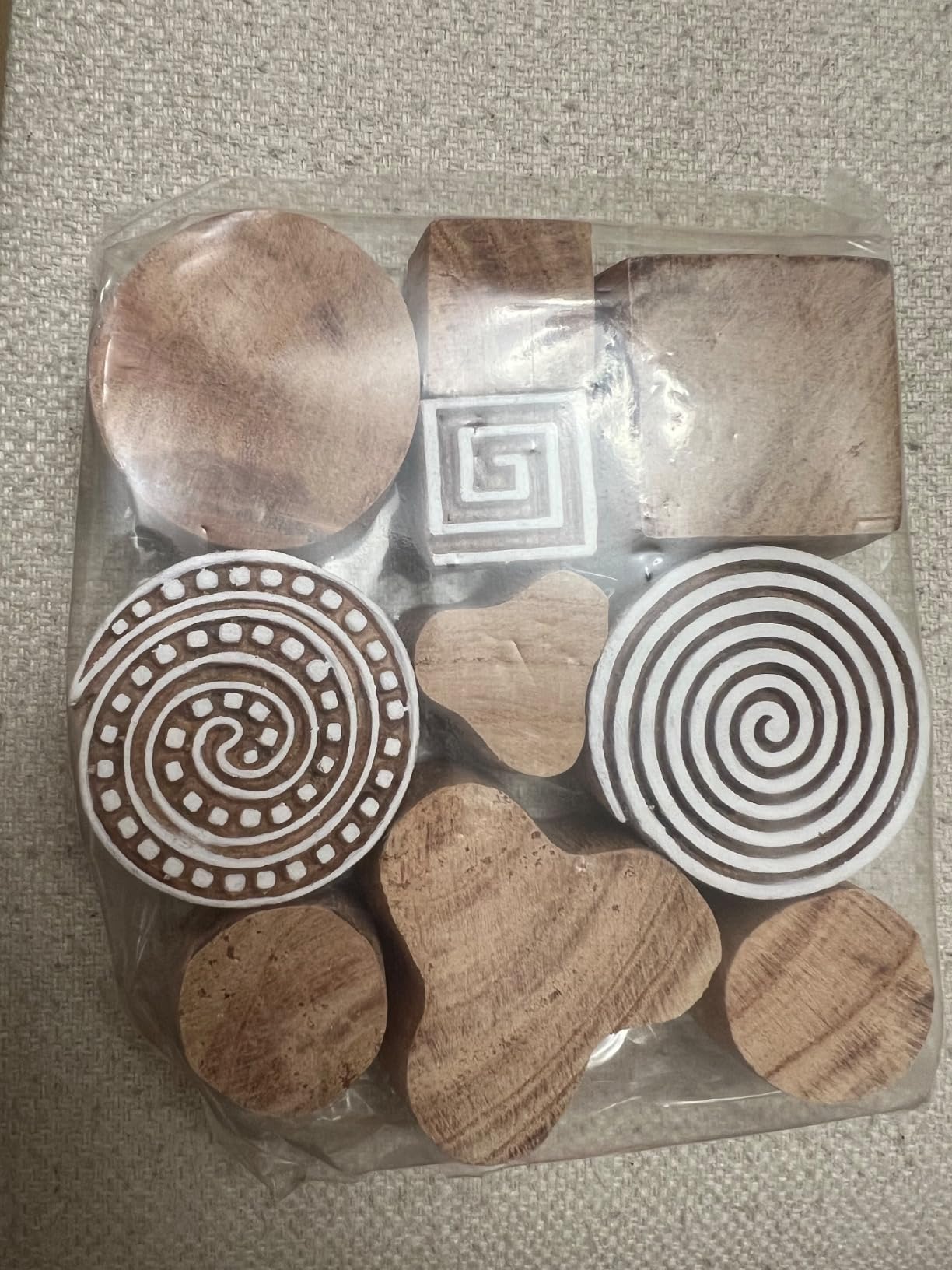Royal Kraft Wooden Stamps for Block Printing on Saree Border, Textile, Clay, Pottery, Tattoo (Set of 10) MXtag0008 customer photo 2