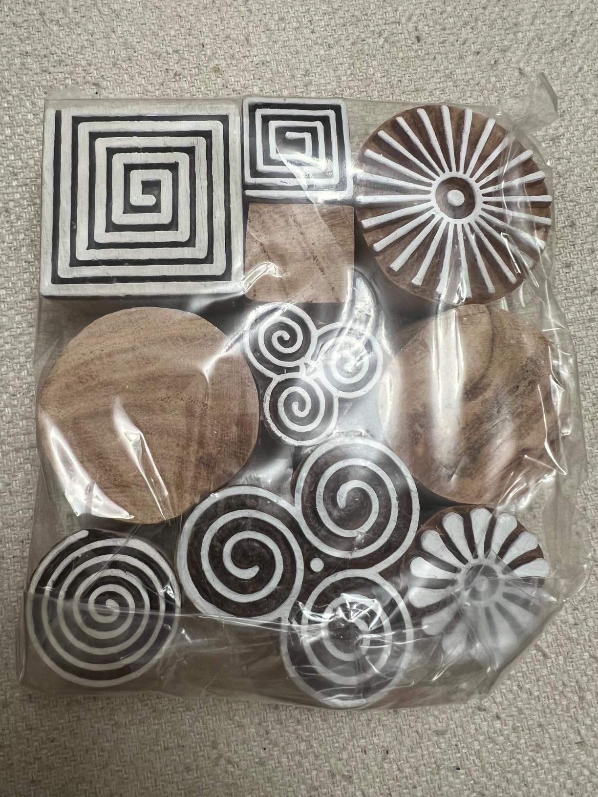 Royal Kraft Wooden Stamps for Block Printing on Saree Border, Textile, Clay, Pottery, Tattoo (Set of 10) MXtag0013 customer photo 1