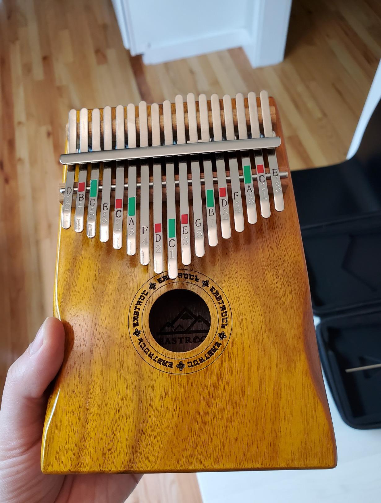 EASTROCK Kalimba Thumb Piano 17 Keys Portable Mbira Finger Piano with Study Instruction and Tune Hammer Acacia/Koa Wood Kalimba Gift for Kids Adults Beginners Professional (Acacia Hand Rest) customer photo 1