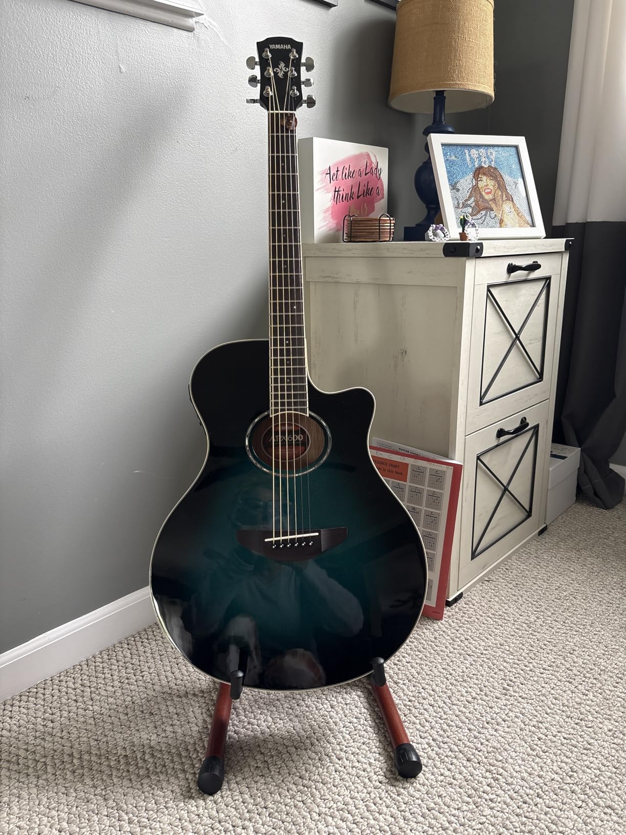 Guitar Stand, Folding Zebra Wood Acoustic Guitar Stand with Padding | A-Frame Classical Electric Guitar Stand, Bass Guitar Display Stand Compatible with Cello, Mandolin, Bass, Banjo, Ukulele customer photo 1