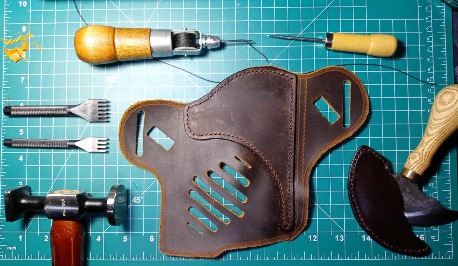 Repair Stitch Tool | Sewing Awl for Bounce Houses, Inflatables, Leather, Thick Fabric, Shoes, Bags, Belt, Upholstery Repair Kit & Crafts Leather, Tarp Stitching - Made in USA. Professional Heavy Duty customer photo 1