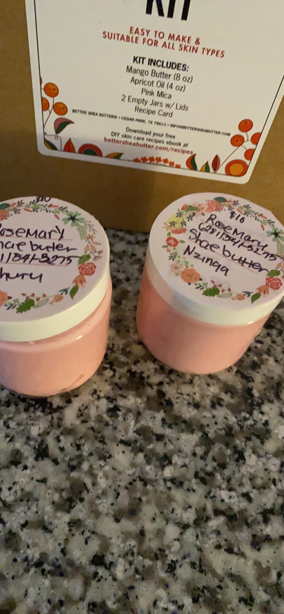 Better Shea Butter Body Butter Making Kit - Includes Raw Mango Butter, Raw Apricot Oil, Pink Mica, 2 jars and Recipes Card with Link to Video Tutorial - Natural Whipped Mango Body Lotion Making Kit customer photo 2