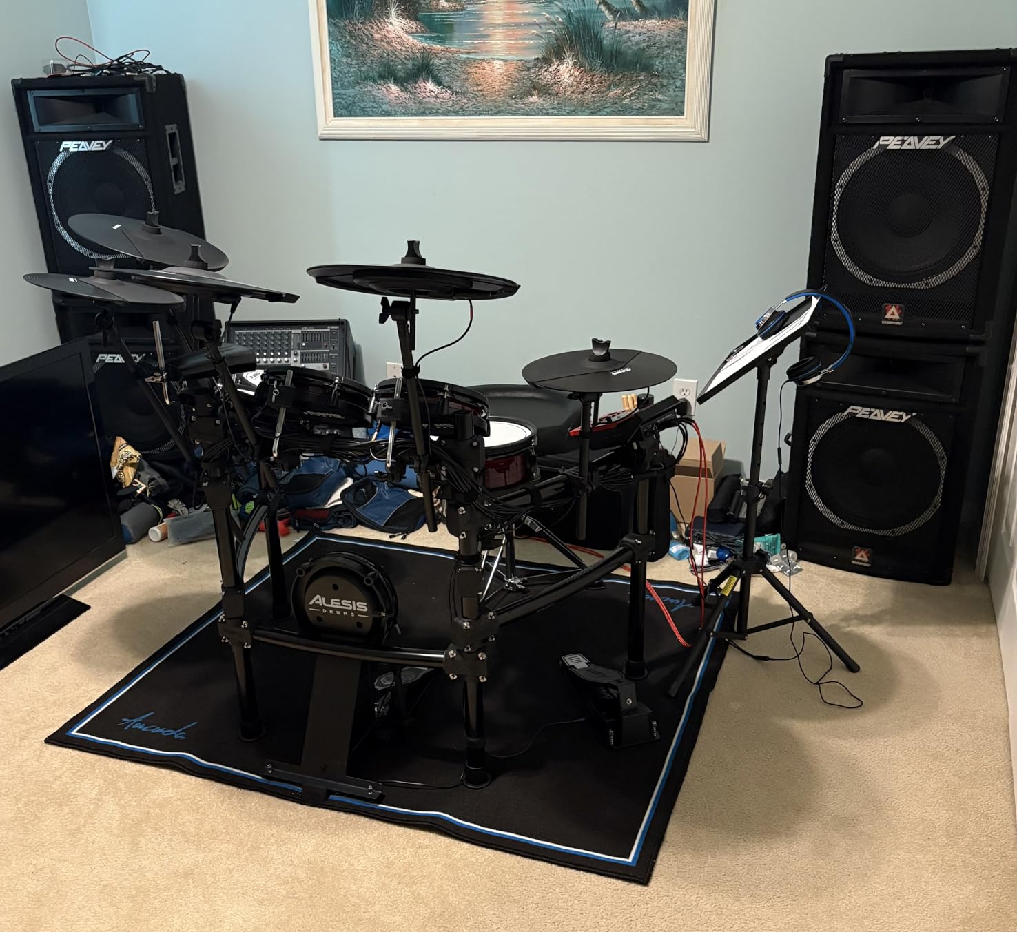 Aucuda Drum Rug Mat Non Slip 4x6 ft for Electric Set, Black Drumming Carpet | Tightly Woven Soundproof TPR Grip Cool Accessories Bass Pedal Outdoor customer photo 2