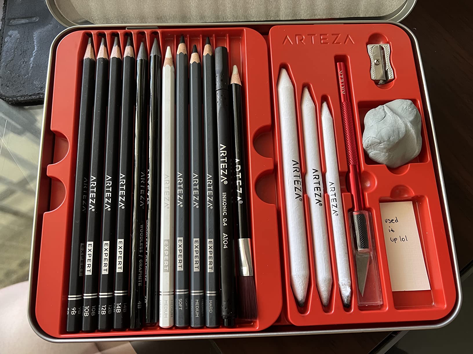 Arteza Drawing Set for Adults, Set of 33 Artist Sketching Tools, 20 Graphite & 4 Charcoal Sketch Pencils, 1 Fineliner, 3 Blenders, 1 Sharpener, 3 Erasers & 1 Hobby Knife, Art Supplies for Drawing customer photo 2