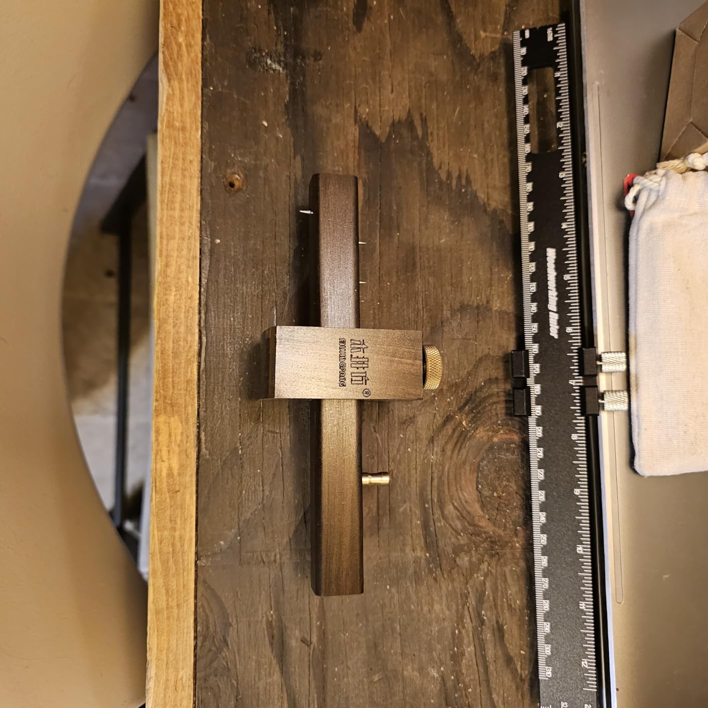 Mortise Gauge Woodworking Marking Gauge Ebony Mortise Square Gauge 6.4 Inches Sliding Mark Scraper Marker Measuring Tool with Brass Screw Type Adjustable Head Meter Carpentry Carpenter Accessories customer photo 1