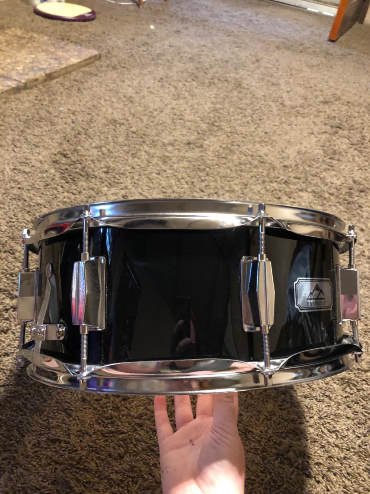 EASTROCK Snare Drum 14X5.5 Inches for Student Beginners with Gig Bag, Drumsticks, Drum Keys, Coated Material Drum Head, Black customer photo 2