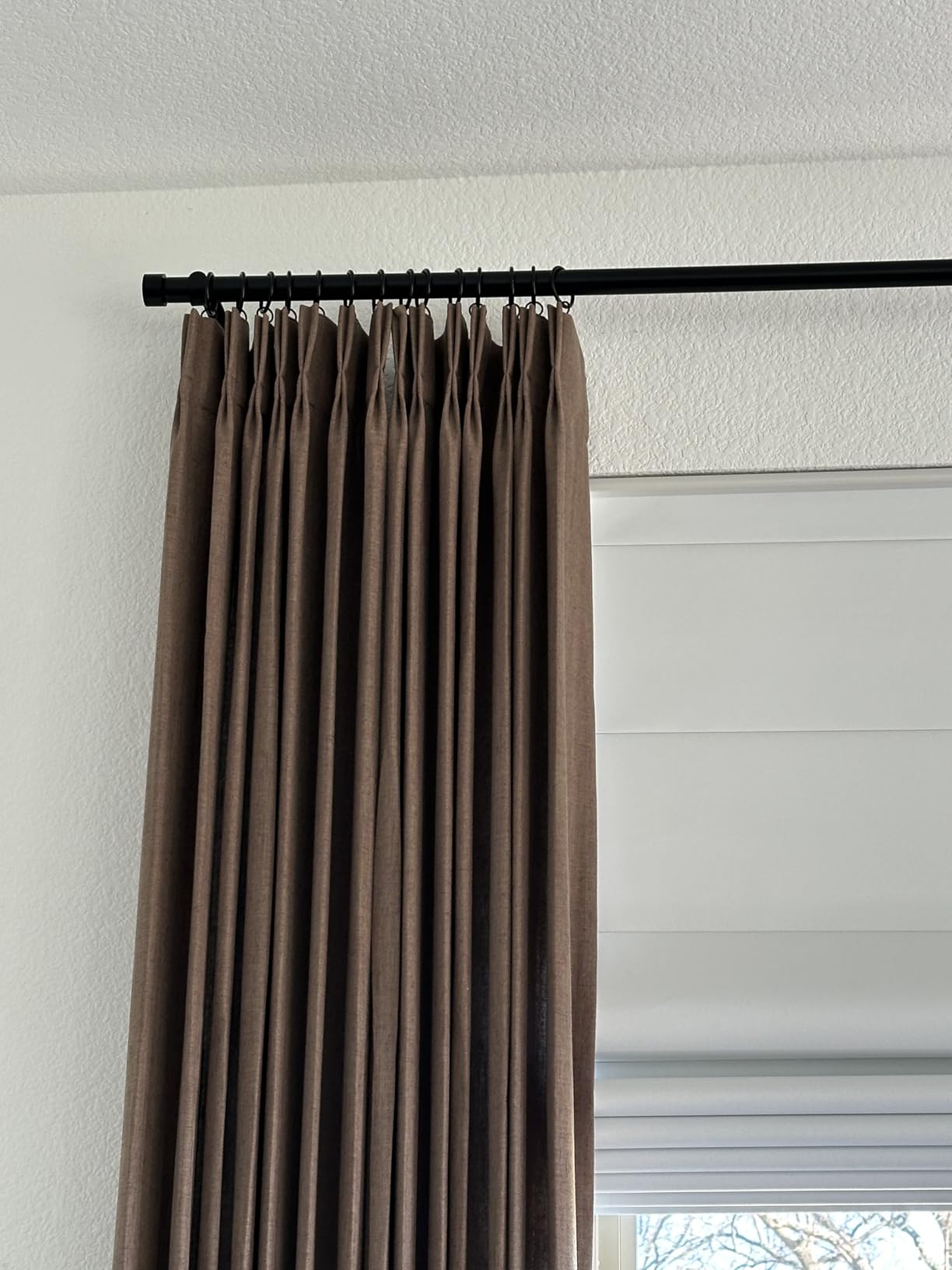 Ivilon Curtain Rod for Windows 120 to 240 Inch - 1 Inch Telescoping Drapery Rod, 5 Long Sections, End Cap Finials, Black customer photo 1