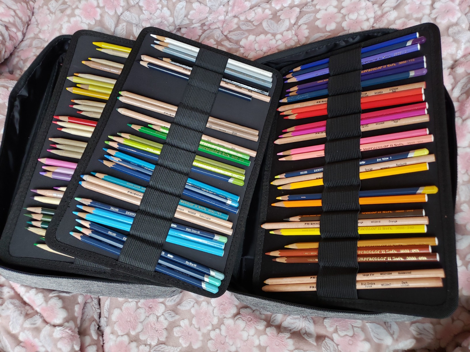 YOUSHARES Big Capacity Colored Pencil Case - 300 Slots large Pen Case Organizer with Multilayer Holder for Prismacolor Colored Pencils & Gel Pen (Grey) customer photo 1