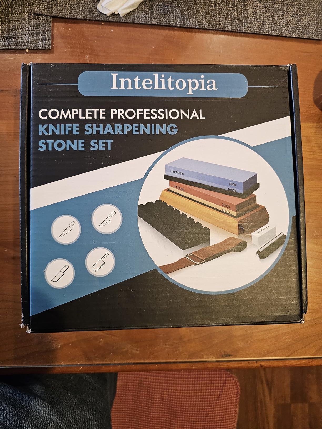 Complete Knife Sharpening Stone Set - Dual Grit Whetstone 400/1000 3000/8000 with Leather Strop, Flattening Stone, Bamboo Base, Non-slip Rubber Bases & Angle Guide customer photo 1