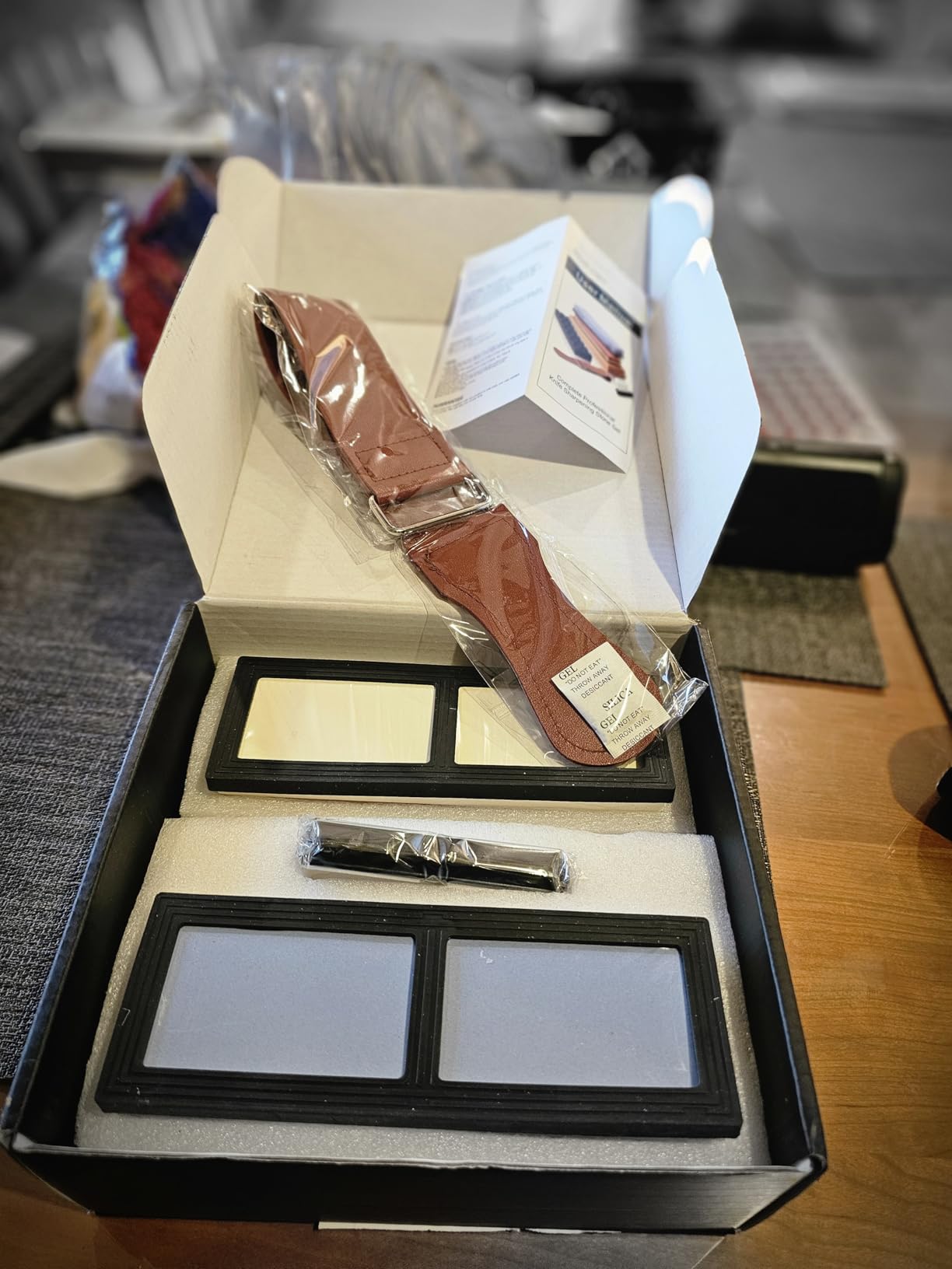 Complete Knife Sharpening Stone Set - Dual Grit Whetstone 400/1000 3000/8000 with Leather Strop, Flattening Stone, Bamboo Base, Non-slip Rubber Bases & Angle Guide customer photo 2