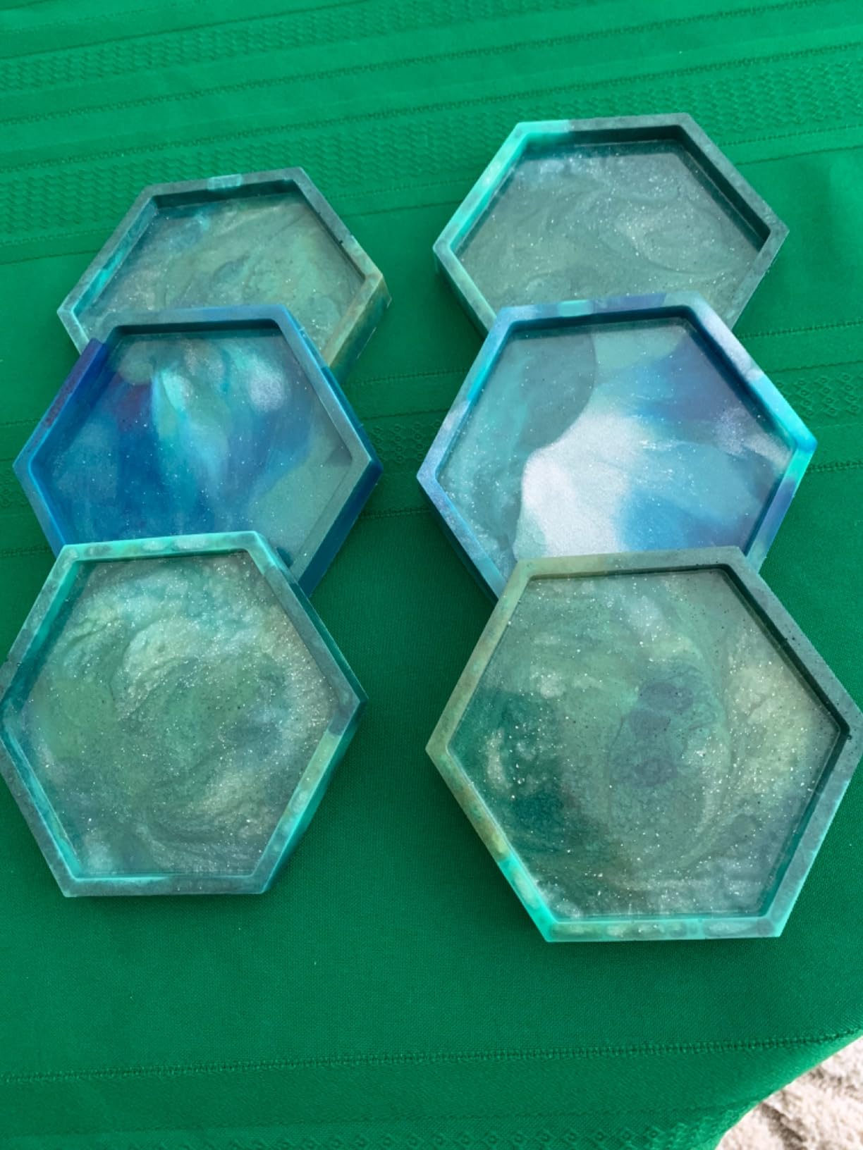 8Pcs Coaster Molds for Resin Casting, Including 4 Square and 4 Hexagon Epoxy Silicone Molds, Great for Making Coasters customer photo 1