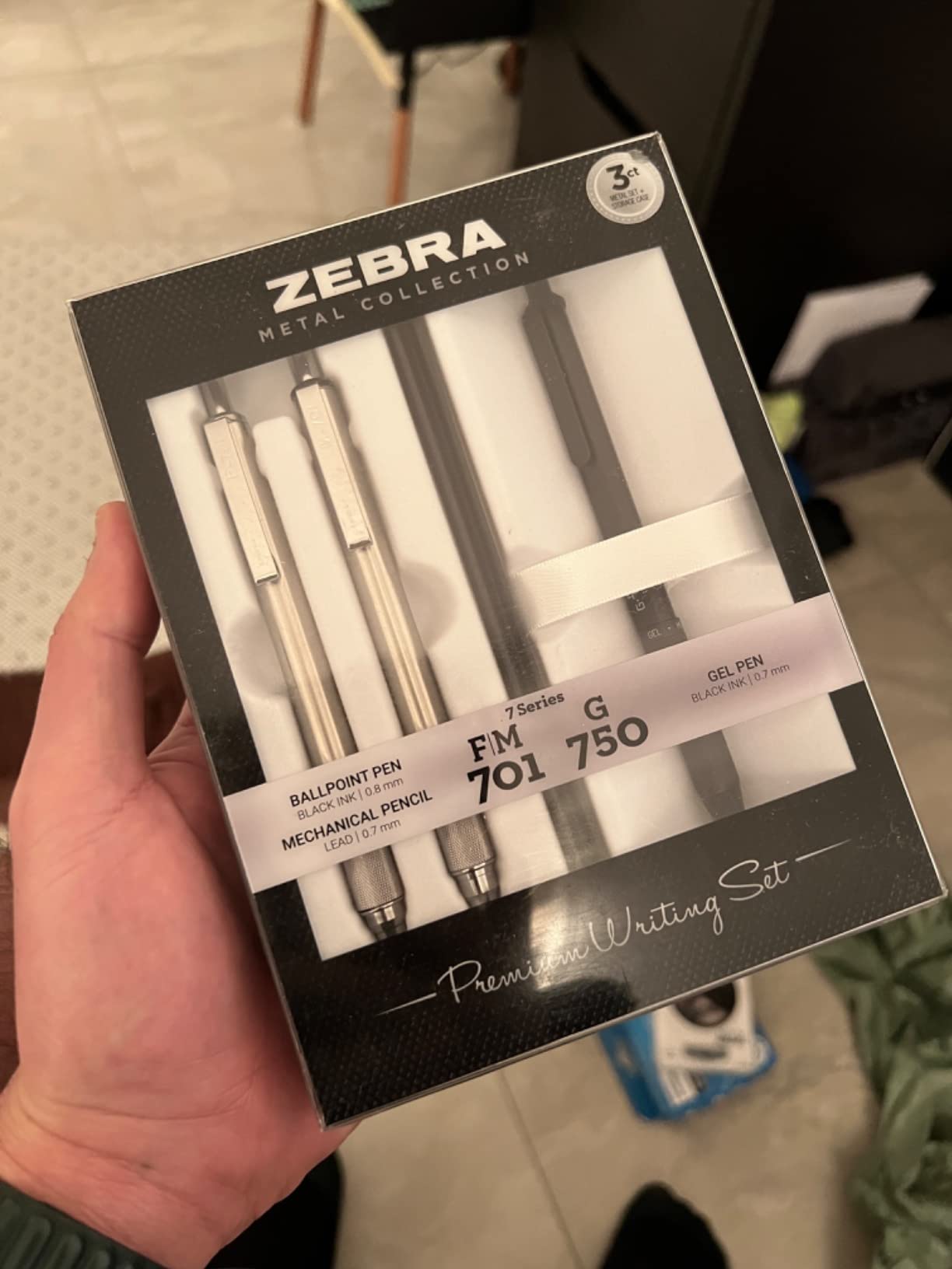 Zebra Pen Premium Writing Gift Set 3-Pack, Black Ink, Medium/Fine Point, Includes G-750 Gel Pen, F-701 Ballpoint Pen, and M-701 Mechanical Pencil, Metal Barrels, Refillable customer photo 2