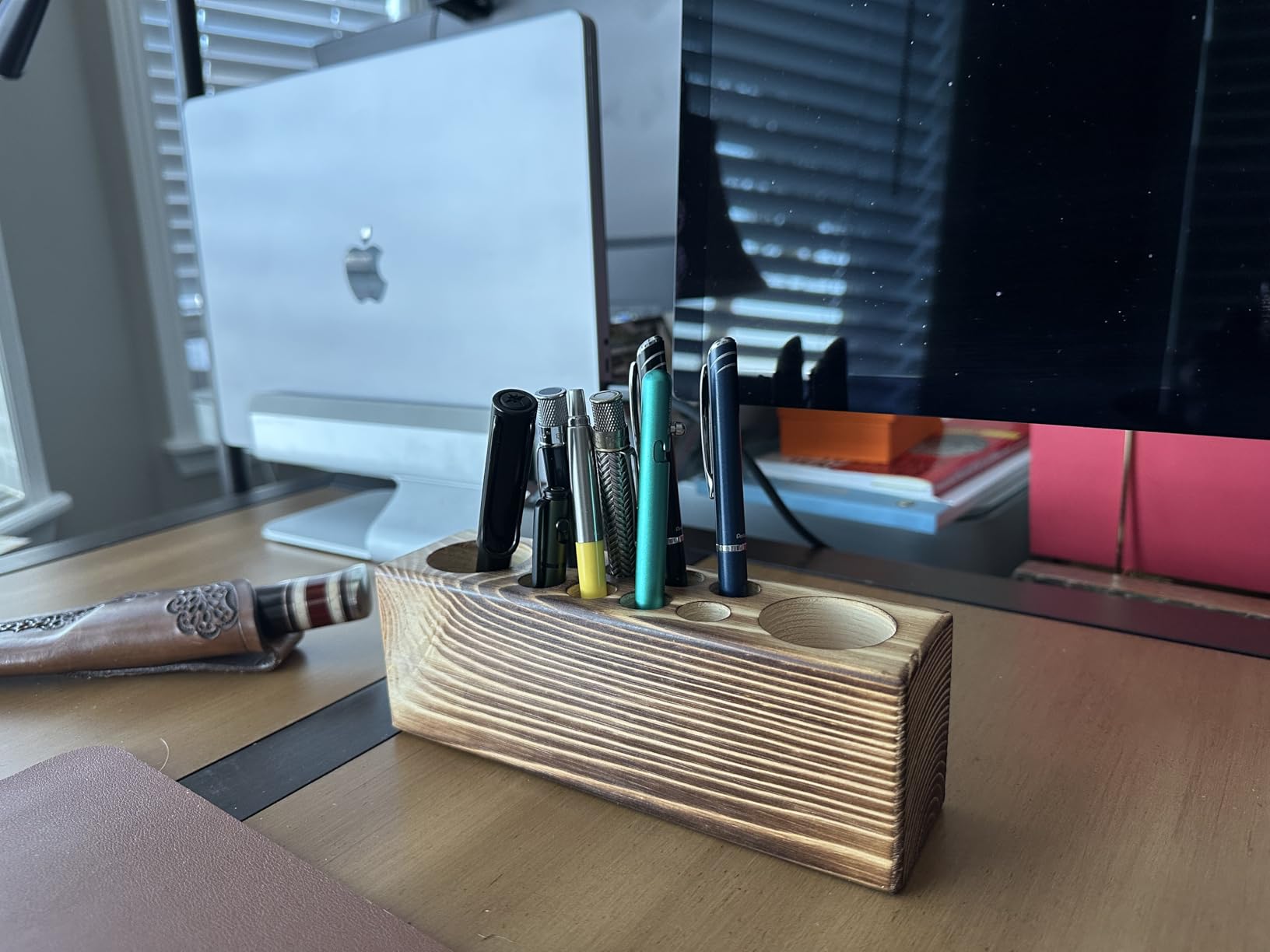 Solid Wood Pen Holder for Desk - Fountain Pen Holder - Stylish Wooden Pencil Holder and Wooden Desk Organizer customer photo 1