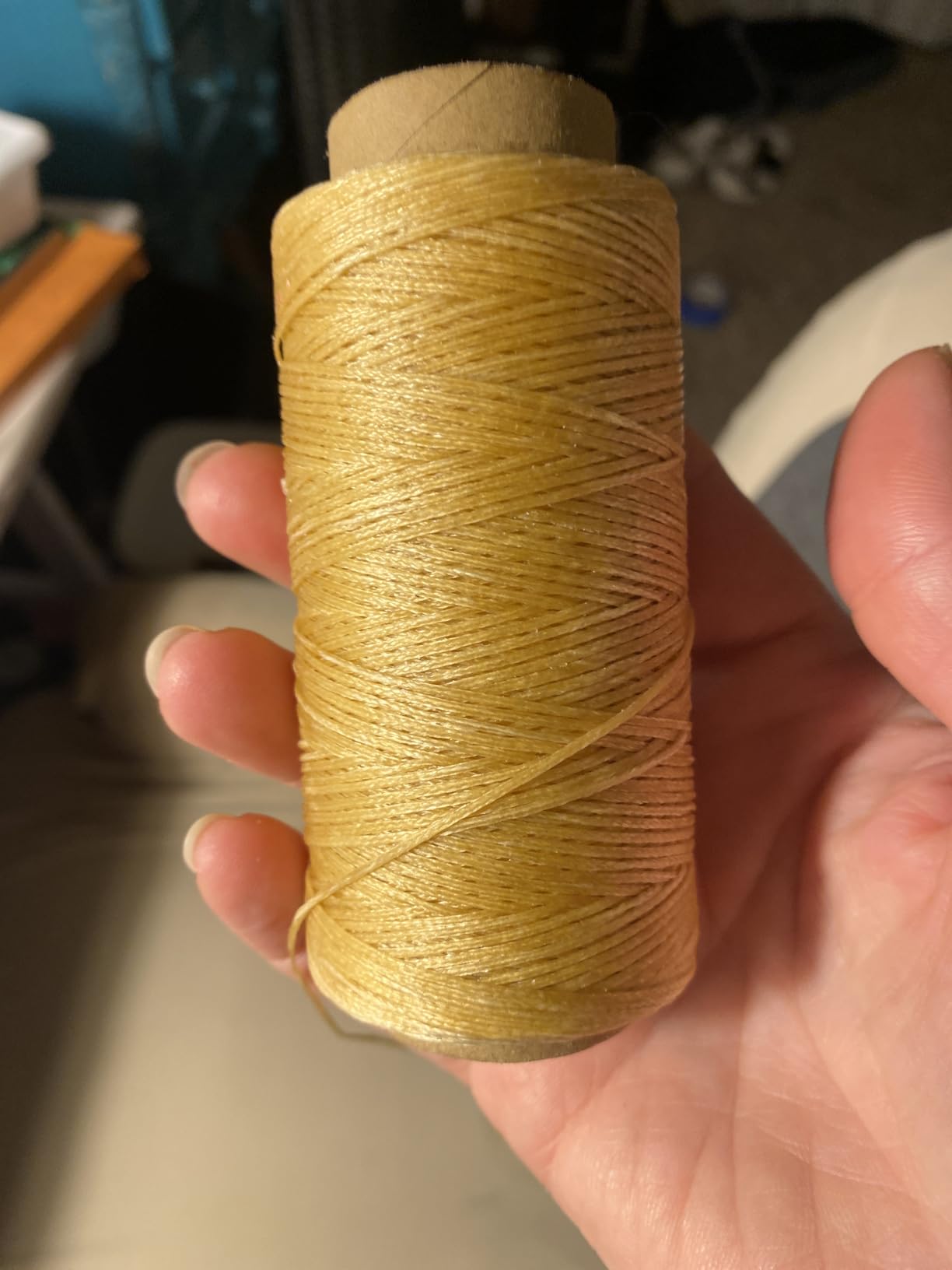 Off-White Waxed Thread for Leather Threads Wax Thread for Leather Sewing | 164 Yards Leather Thread for Hand Sewing Waxed Linen Thread Waxed Bookbinding Thread for Sewing Repairing and Craft Diy customer photo 2