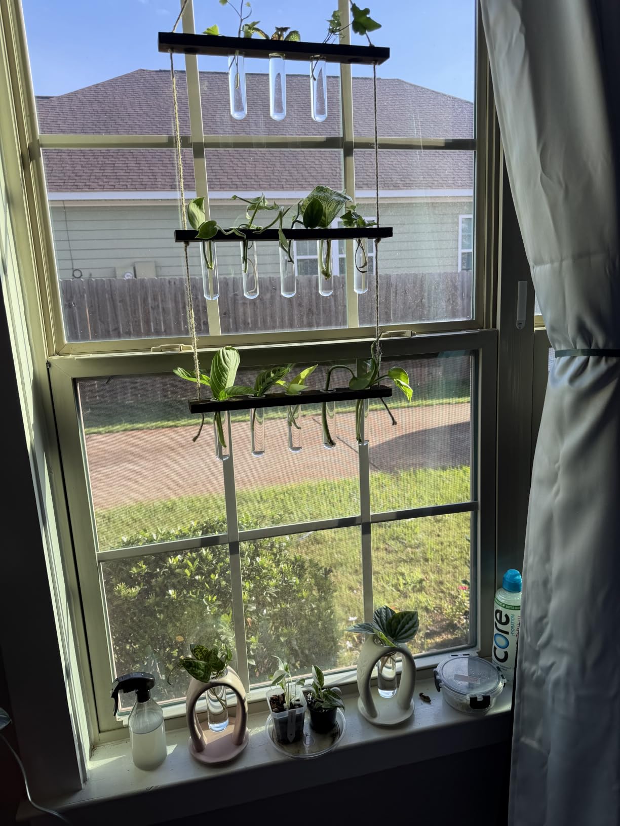 Mkono Plant Propagation Tubes, 3 Tiered Wall Hanging Terrarium with Wooden Stand Mini Test Tube Flower Vase Glass Planter Stations for Hydroponic Cutting Home Garden Office Decor Plant Lover Gift customer photo 1