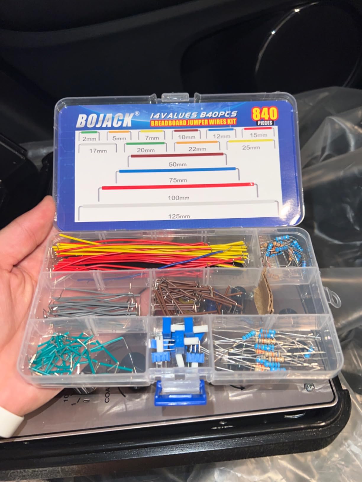 BOJACK 14 Vaules 560 pcs 2-125mm Solderless Flexible Breadboard Connecting Line Cables Breadboard Jumper Wires kit customer photo 2