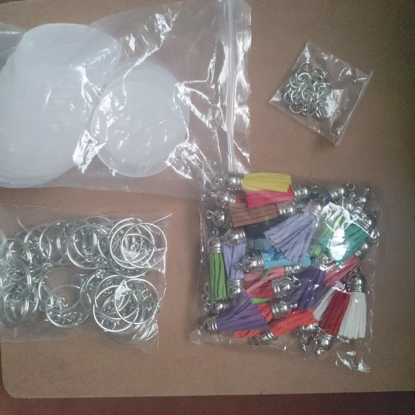 120 pcs Acrylic Keychain Blank Silver Kit | Silver Tassels, Rings & Jump Rings for Craft, DIY Jewelry Making customer photo 1