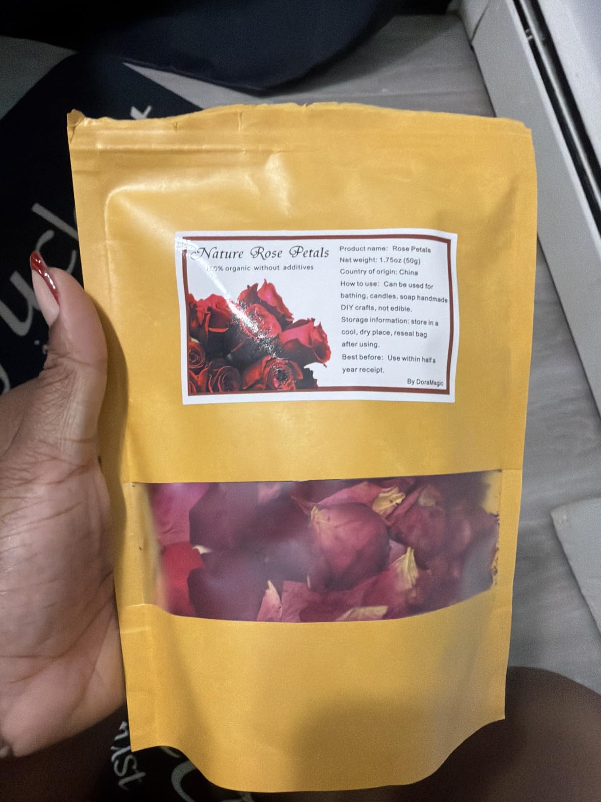 Dried Red Rose Petals 1.75oz, Real Natural Flower Petals for Bath, Soap Making, Candle Making, Wedding Confetti, DIY Crafts, Romantic Decoration customer photo 2