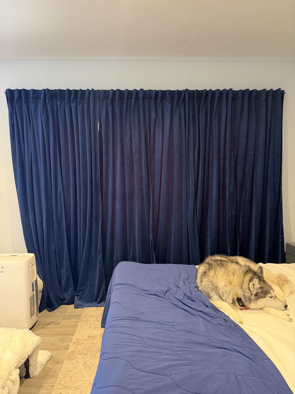 RYB HOME Blue Velvet Curtains 84 inches - Blackout Curtains for Living Room, Thermal Insulated Noise Reducing Panels Soft Luxury Window Decor for Kids Bedroom, Navy Blue, W52 x L84 inches, 2 Panels customer photo 2