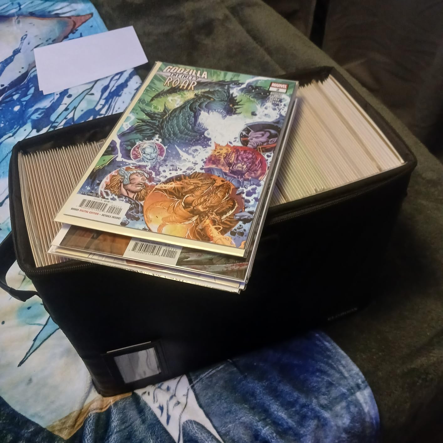 Comic Book Storage Box, Fireproof & Water-Resistant Comic Book Box with Lock and Label Window, Moistureproof Comic Short Box with Fire Zipper Holds 150-175 Comics, Heavy Duty Bin Black customer photo 2