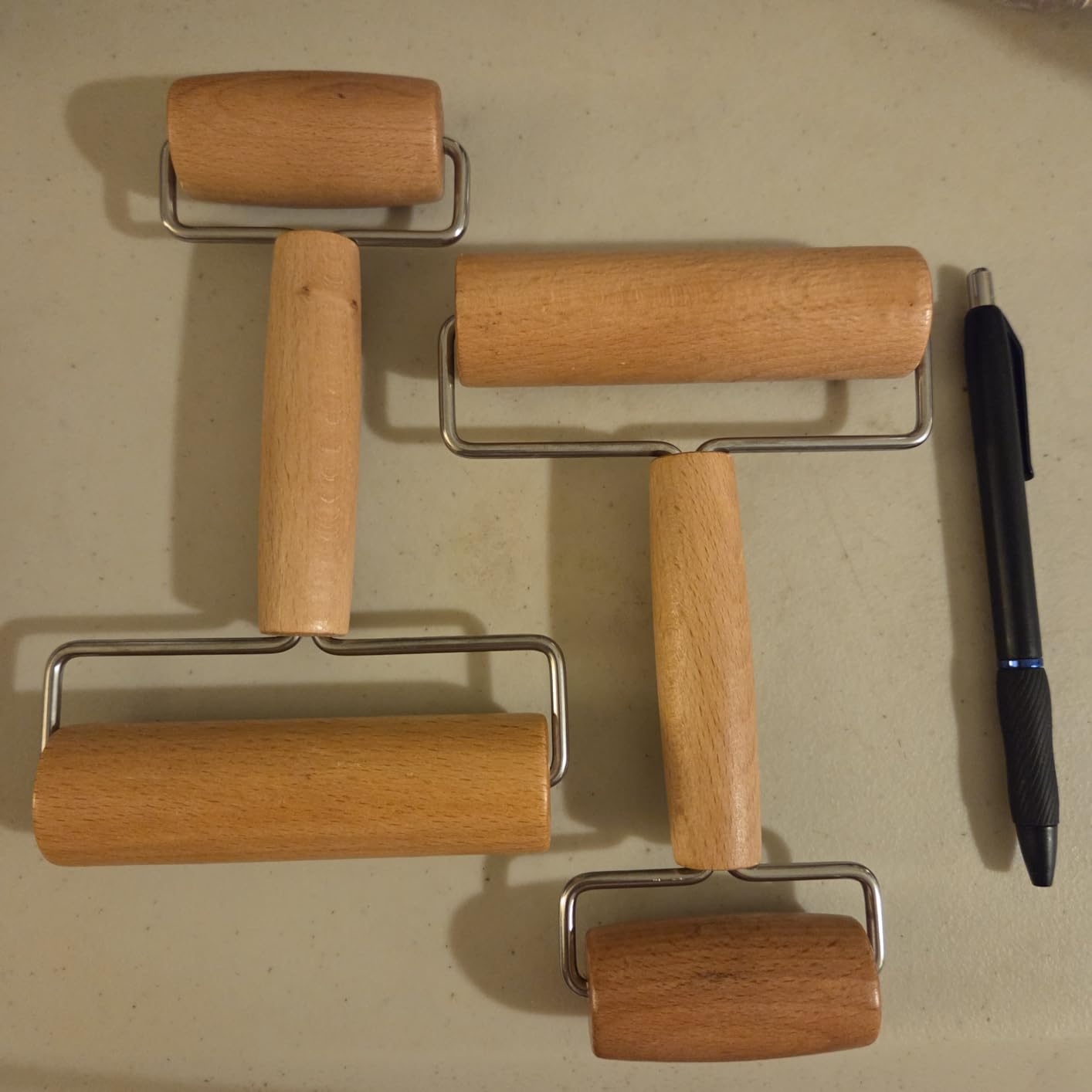 QWORK 2Pcs Hardwood Roller 2 in 1, 6-7/8