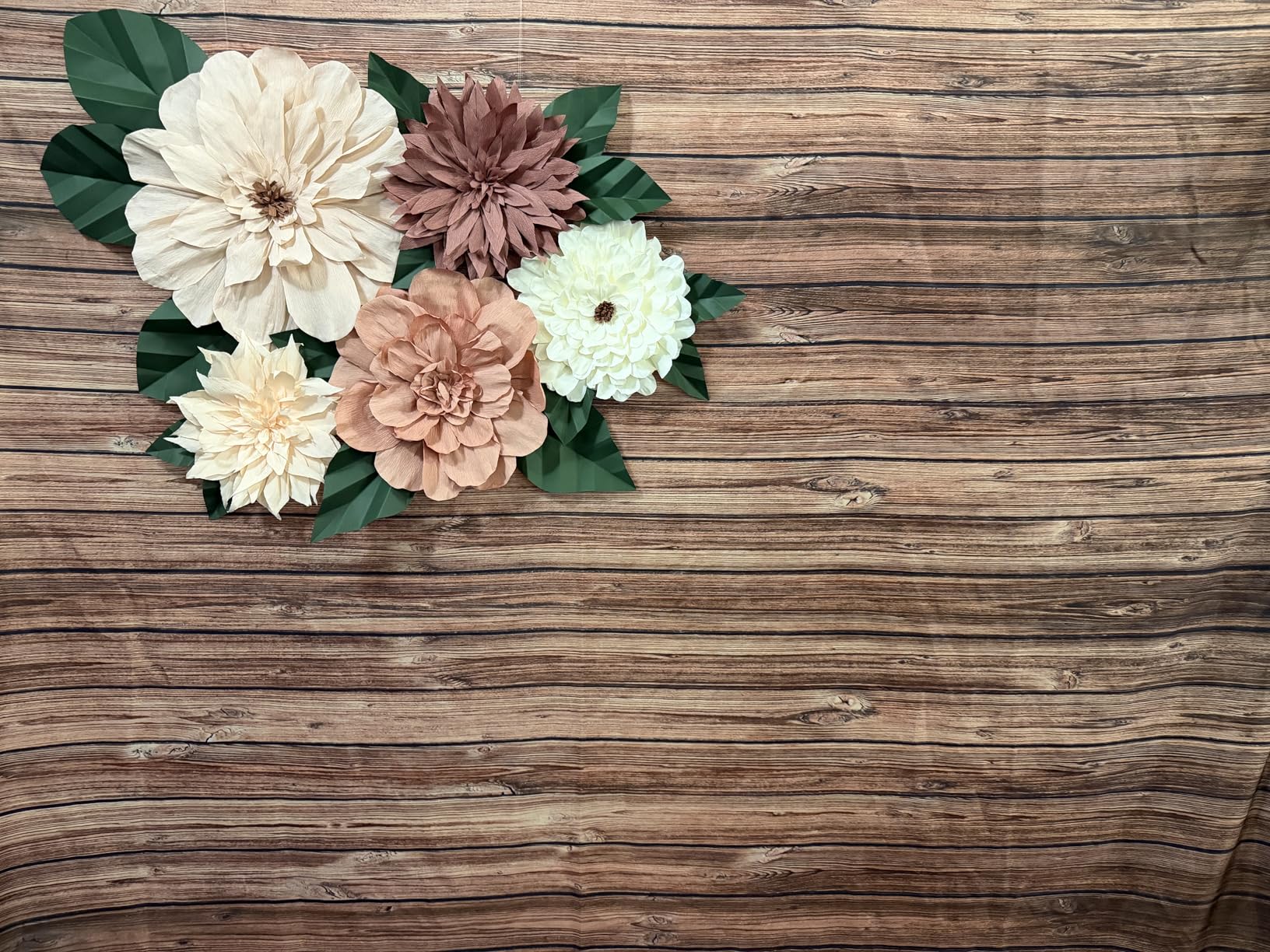 Gersoniel 57 Pcs Crepe Paper Flower DIY Kits 6 Rolls 35g Papel Crepe Sheets 50 Pcs Floral Iron Wire 10 Inch x 8 Feet 1 Roll 50 Meter for Birthday Party Wedding(Pink and Green Series) customer photo 1