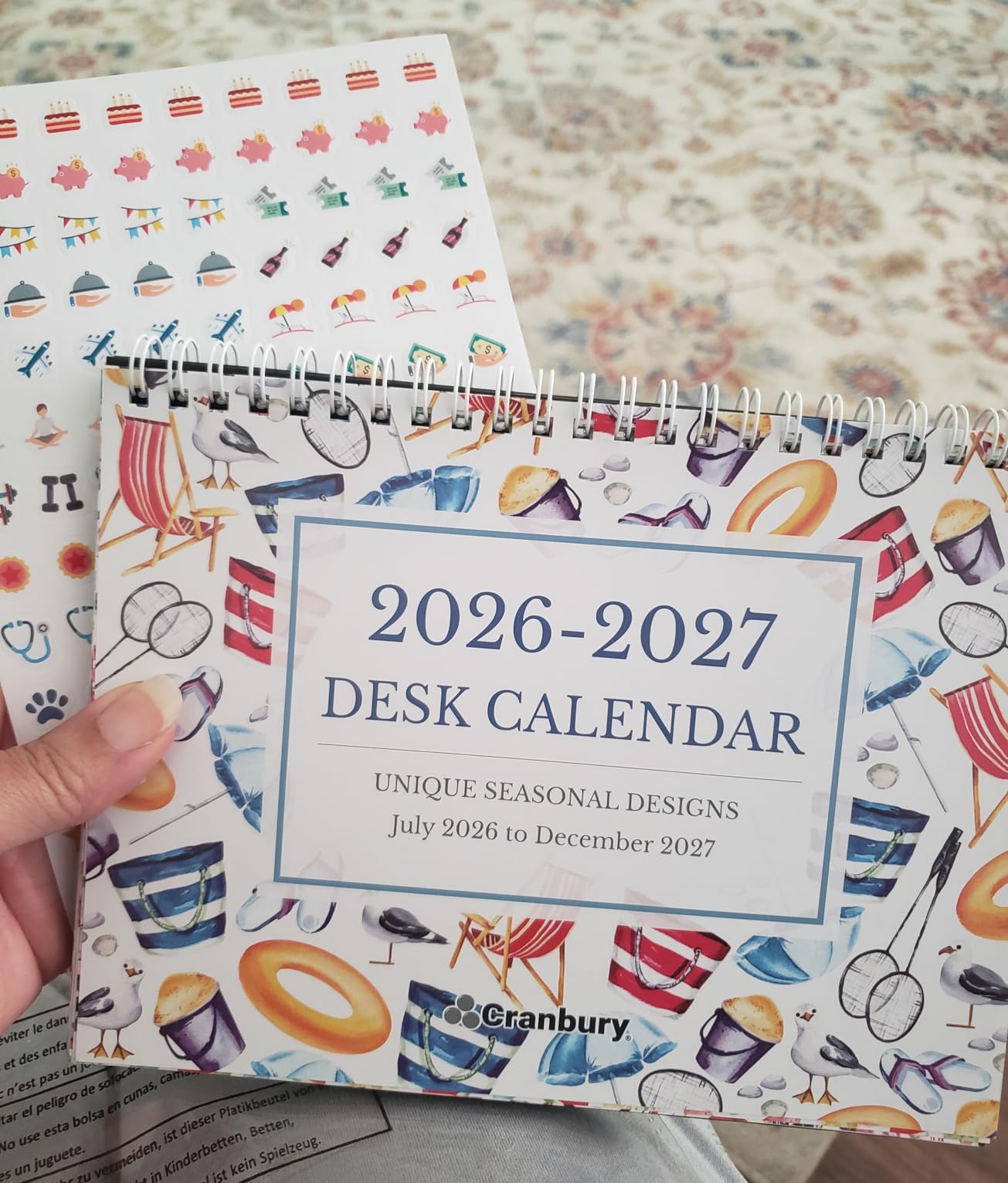 CRANBURY Small Desk Calendar 2026-2027 Standing Flip, 8