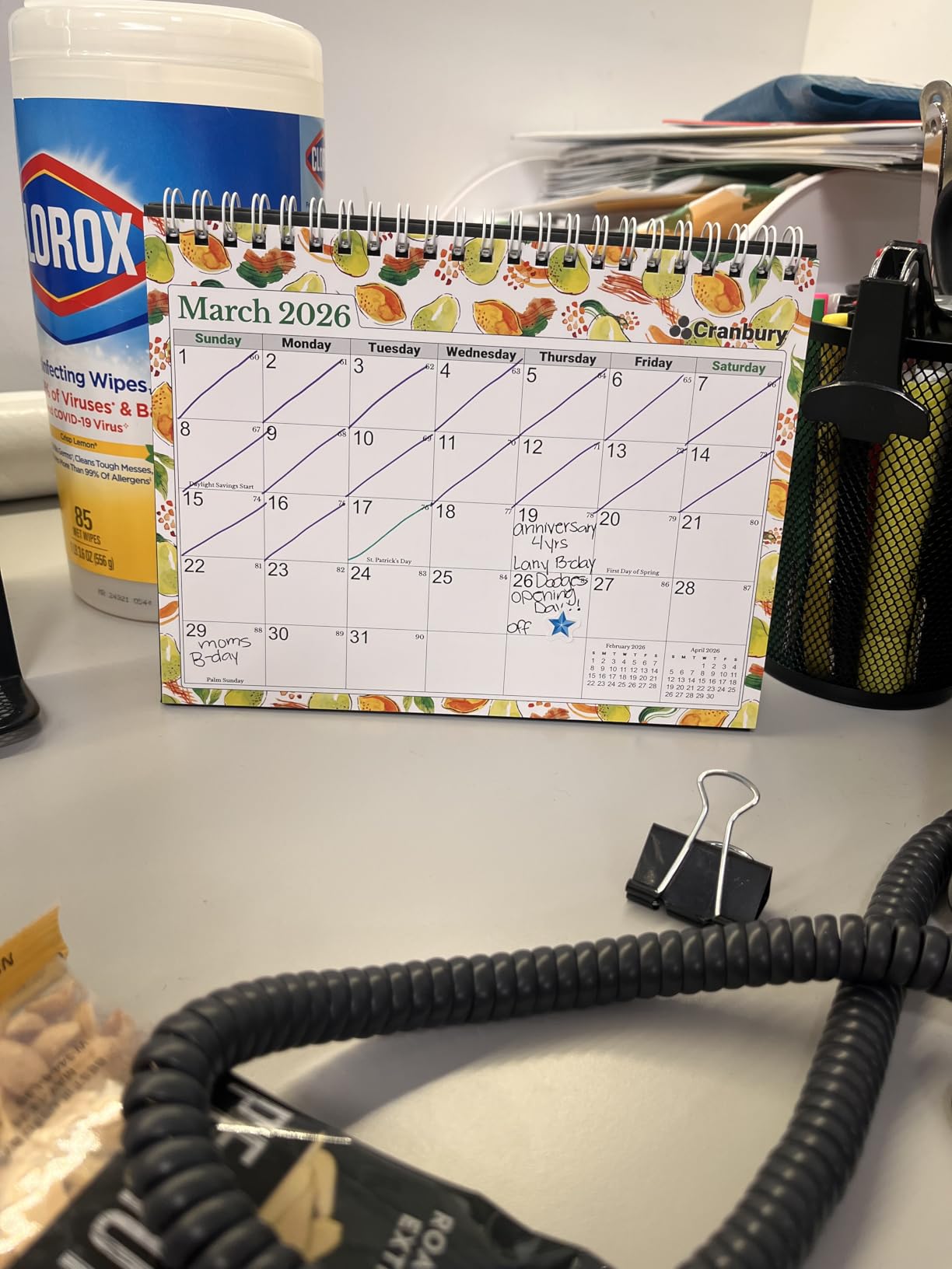 CRANBURY Small Desk Calendar 2026-2027 Standing Flip, 8