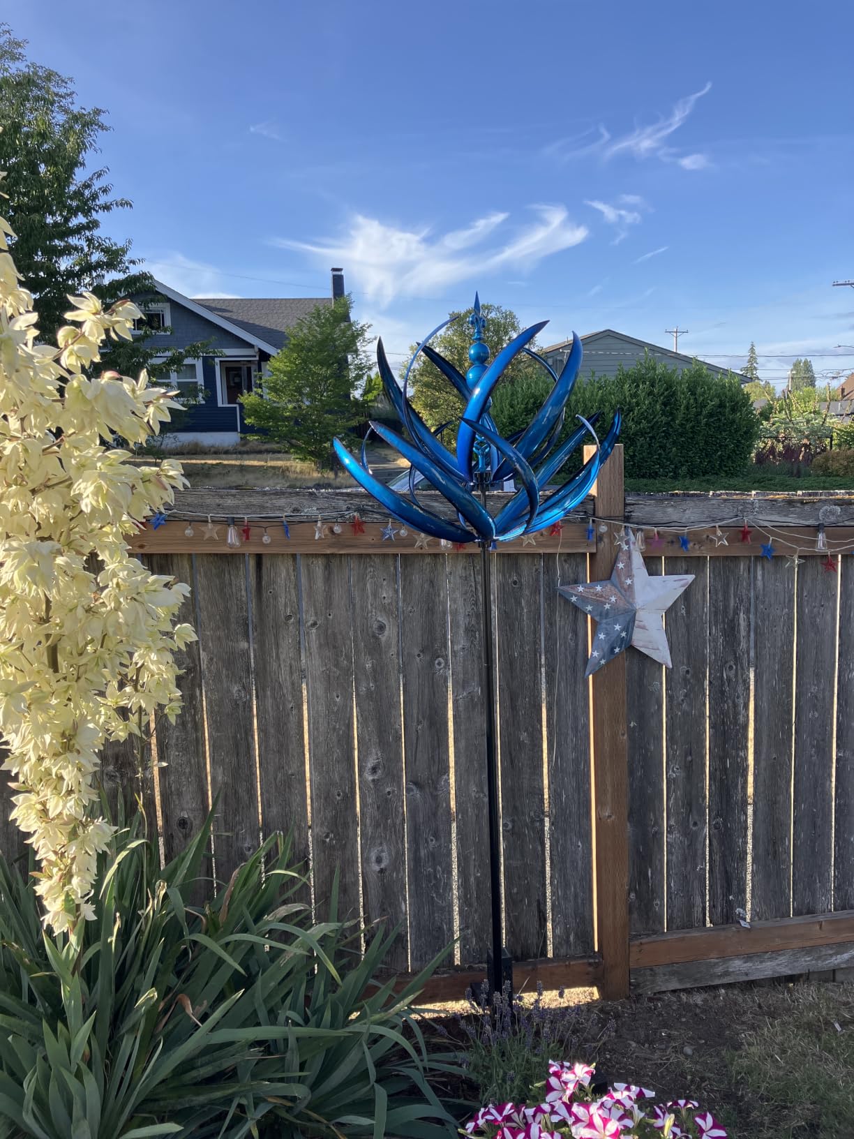 Yard Garden Wind Spinners with Stake - Large Outdoor Metal Wind Spinners, Lawn Yard Art Garden Decor (24