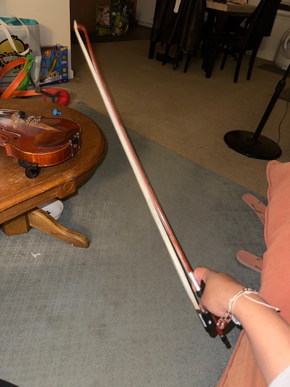 AMZZ Professional 1/2 Violin Bow - Brazilwood, Ebony Frog, White Horsehair, Handmade & Balanced for Students & Advanced Players customer photo 2