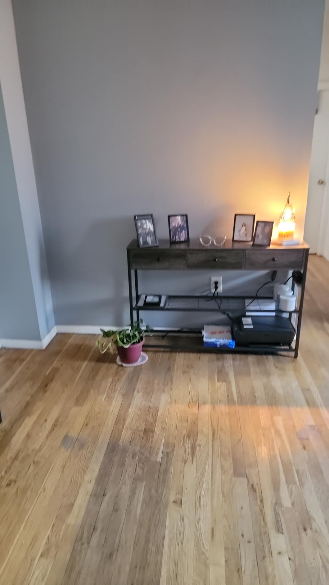 Ecoprsio 47'' Entryway Table with Outlets and USB Ports, Console Table with 3 Drawers, Sofa Table Narrow Long with Storage Shelves for Living Room, Couch, Hallway, Foyer, Kitchen Counter, Grey customer photo 1