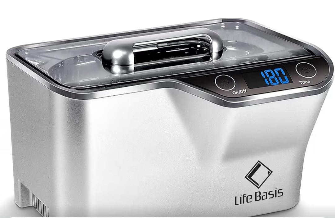 LifeBasis Professional Ultrasonic Jewelry Cleaner 600ml (20 oz), Silver | 45kHz Ultrasonic Cleaning with 5 Digital Timers and Watch Holder for Jewelry, Eyeglasses, Rings, Coins, Dentures and Watches customer photo 2
