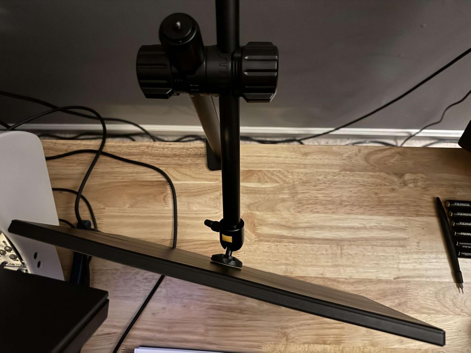 Overhead Camera Mount Desk Stand, Camera Arm Desk Mount Clamp Stand with 360°Adjustable Magic Arm, Webcam Arm Mount Stand w Ballhead Phone Mount for Desk Logitech Microphone Video Light Cell Phone customer photo 1