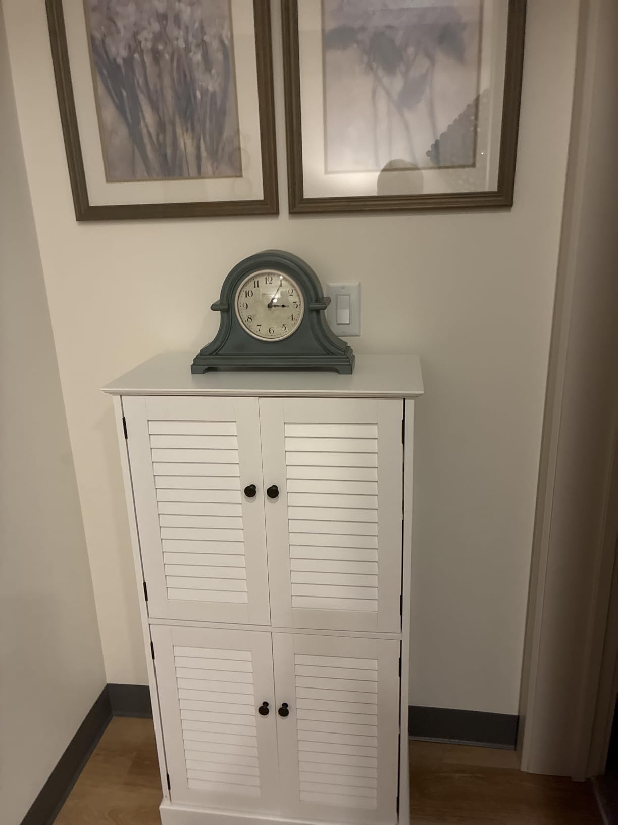 Presentime & Co. Mantel Clock Vintage Farmhouse Series, Napoleon Desk & Shelf Clock, 13 x 10 inch, Domed Lens, Quartz Movement, ABS Plastic Case, Walnut Brown Finish (Home/Tabletop Decoration) customer photo 1