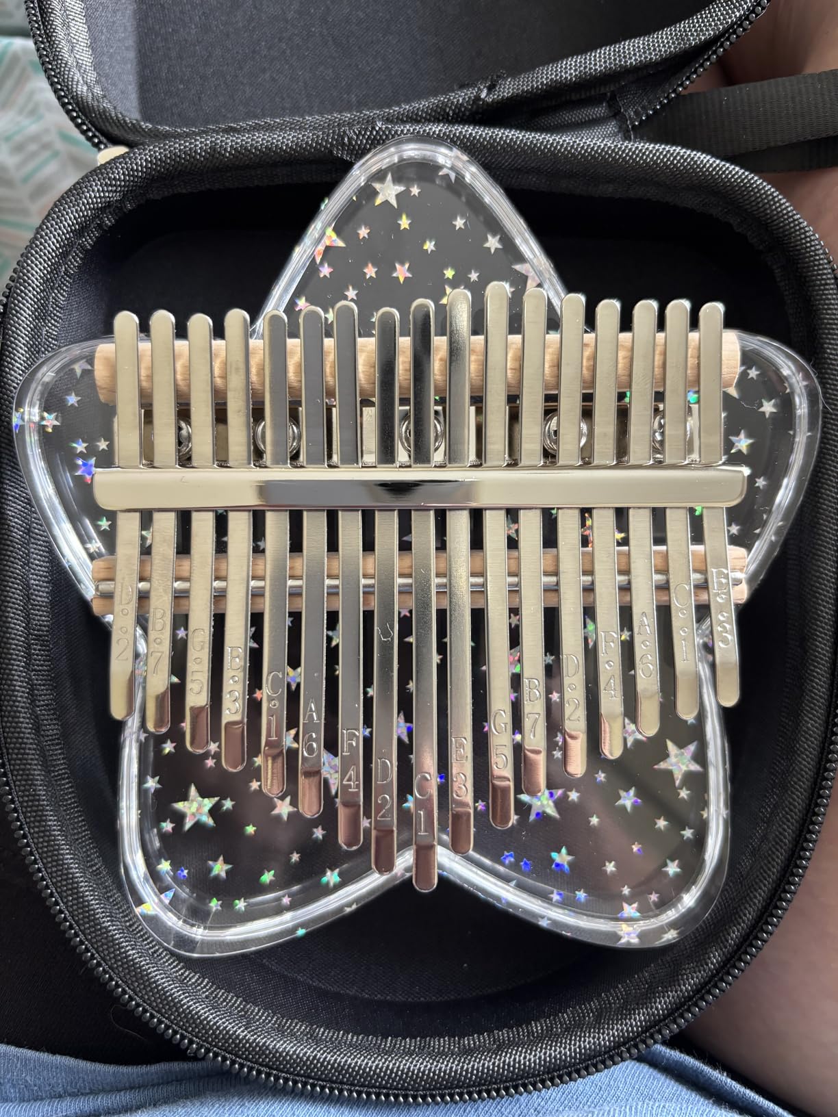 Cute Kalimba Thumb Piano 17 Keys-Star Crystal Acrylic Finger Piano-Portable Mbira Musical Instruments Cute Christmas Gift with Tune Hammer and Study Instruction for Adults Beginners customer photo 2