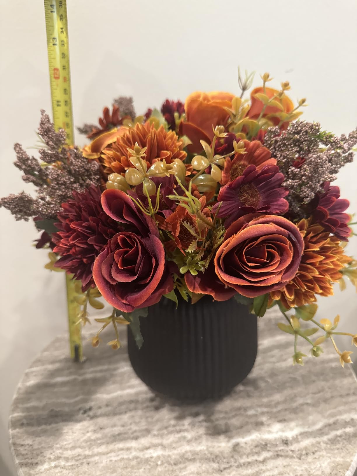 GTIDEA 2 Pcs Artificial Fall Flowers, Fake Silk Fall Flowers, Orange+Red | 2 Colors Fake Roses Silk Bouquets with Hydrangea Autumn Faux Flowers Arrangements for Home Wedding Table Centerpieces Decor customer photo 2
