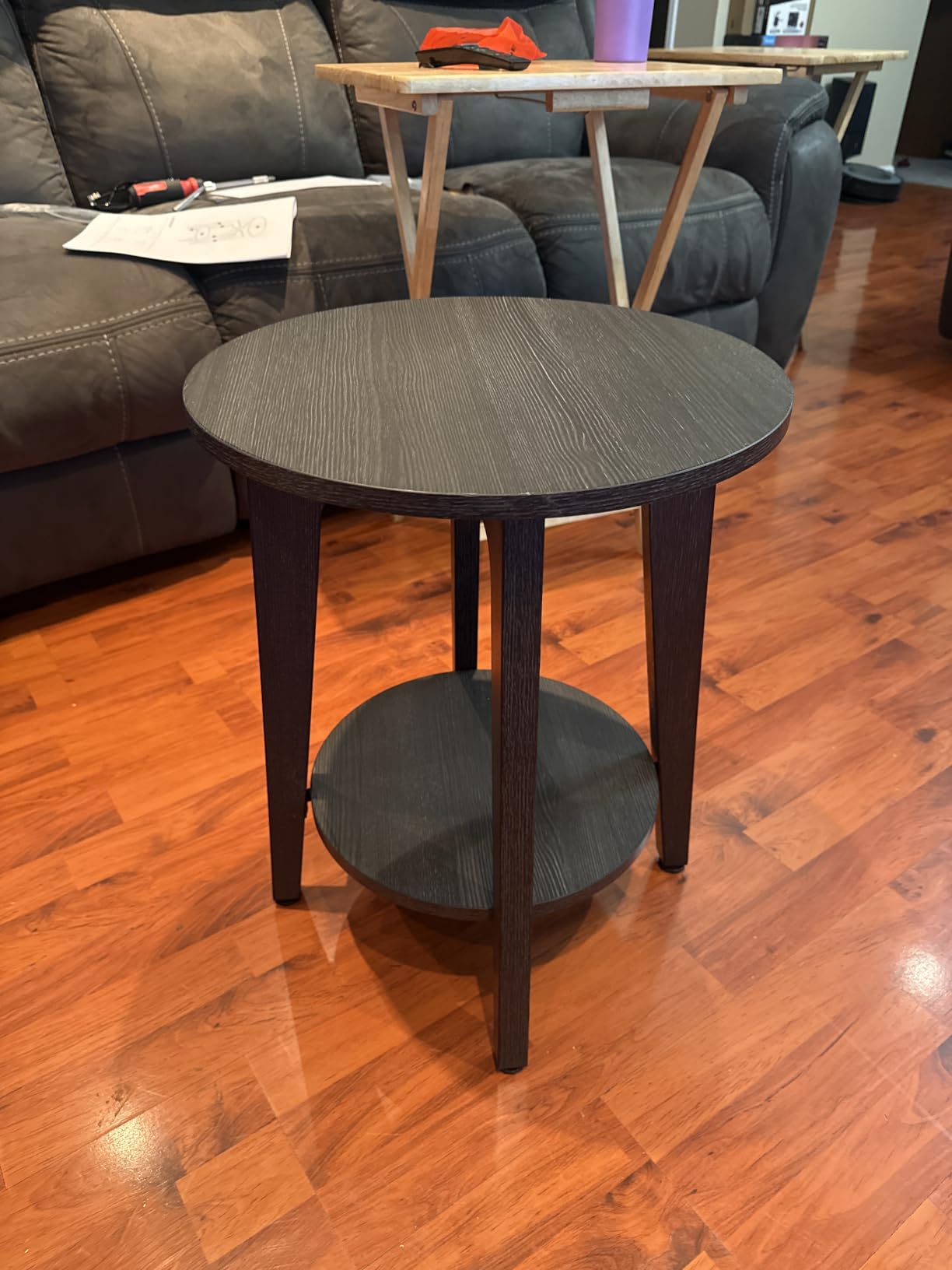 VASAGLE MAEZO Collection - Side Table, 2-Tier Small Round End Table, Nightstand with Tapered Legs, Curved Transitions, for Small Spaces, Living Room, Bedroom, Honey Brown ULET283T41 customer photo 1