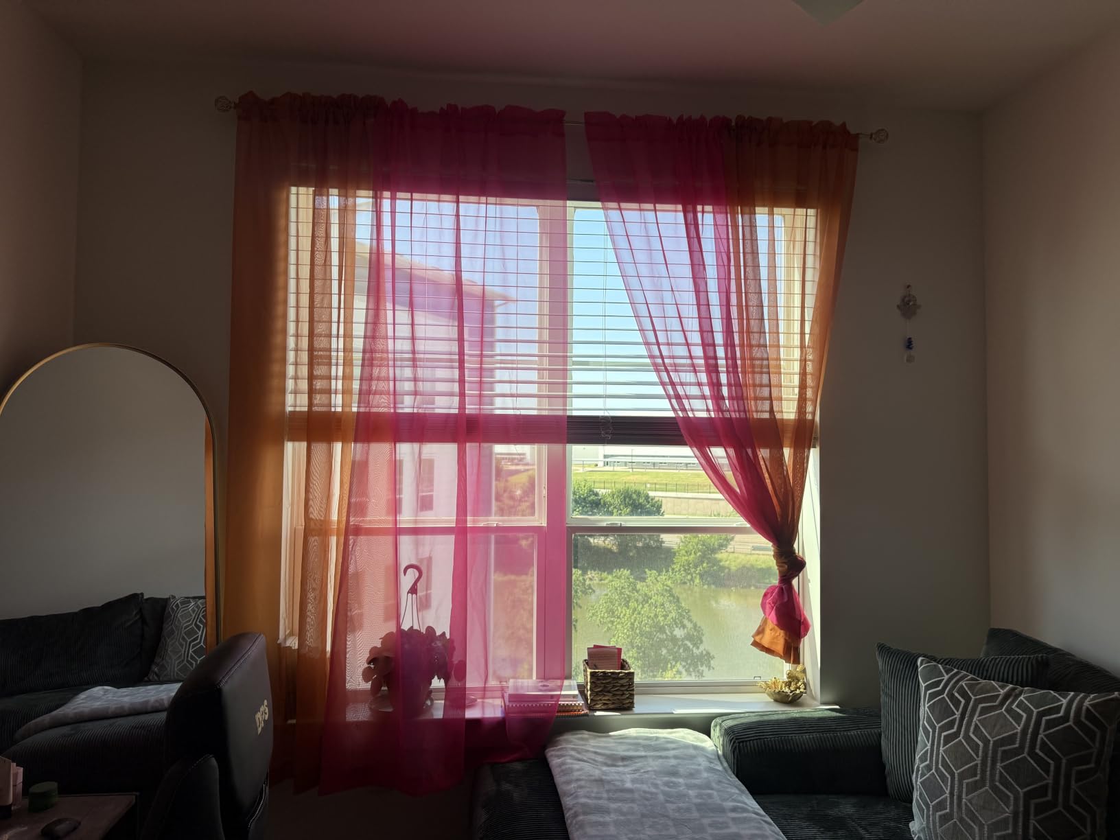 OWENIE White Sheer Curtains 84 inches Long 2 Panels Set, Sheer White Curtains for Living Room/Bedroom, Rod Pocket Voile Sheer Panel Drapes, 2pcs, Each 42