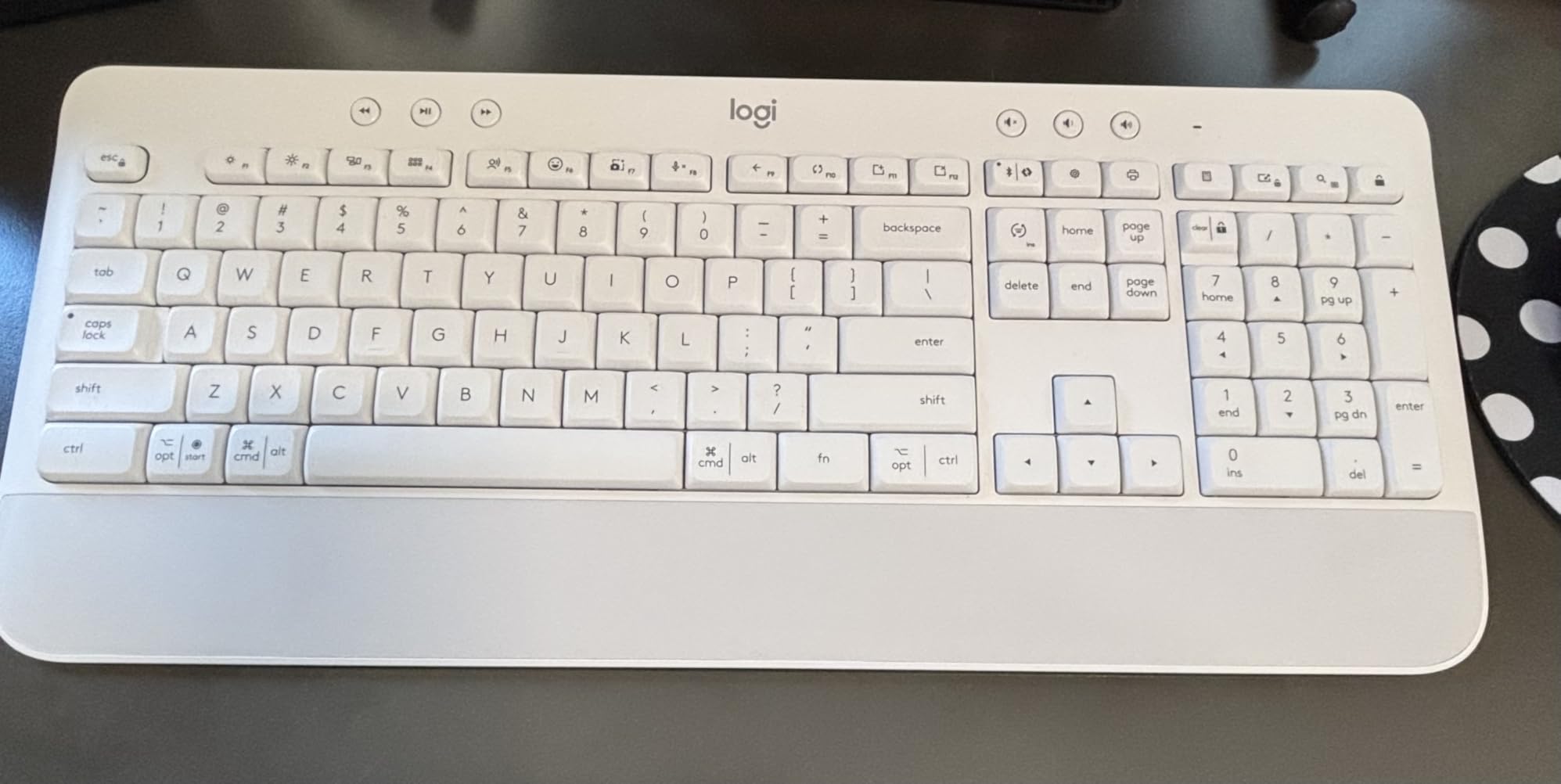Logitech Signature K650 Comfort Full-Size Wireless Keyboard - Graphite - Full-size with wrist rest, BLE Bluetooth or Logi Bolt USB receiver, deep-cushioned keys, numpad, PC and Mac compatible customer photo 1