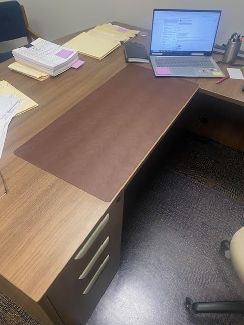 Cossini XL Desk Pad - Large Vegan Leather Desk Mat (17 x 36) - Buttery Smooth Writing, Damage Blocking, Non-Slip, Waterproof - Home Office Computer Desk Protector Blotter Laptop Keyboard Mouse Pad customer photo 2