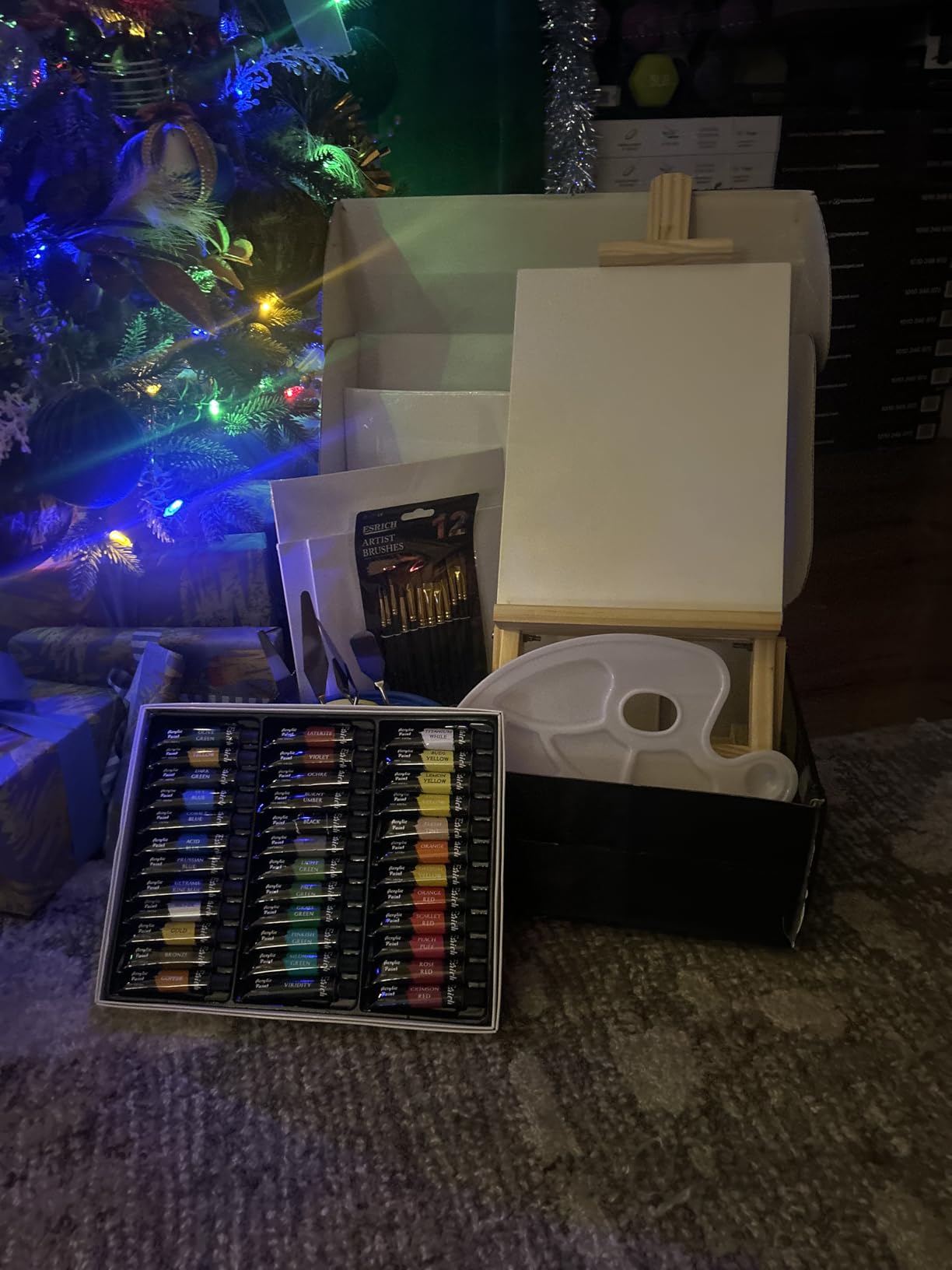 ESRICH Acrylic Paint Set, 64PCS Painting Supplies with Wooden Easel, Brushes, 36 Colors Acrylic Paint, Canvases, Palette, Paints Knives Etc, Painting Kit for Adults, Students, Hobbyists, Beginners customer photo 2