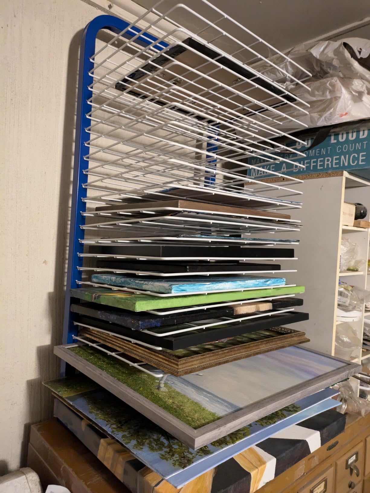 Pearington 25-Shelf Mobile/Wall Mountable Art Drying Rack for Art Studios & Classrooms, 13