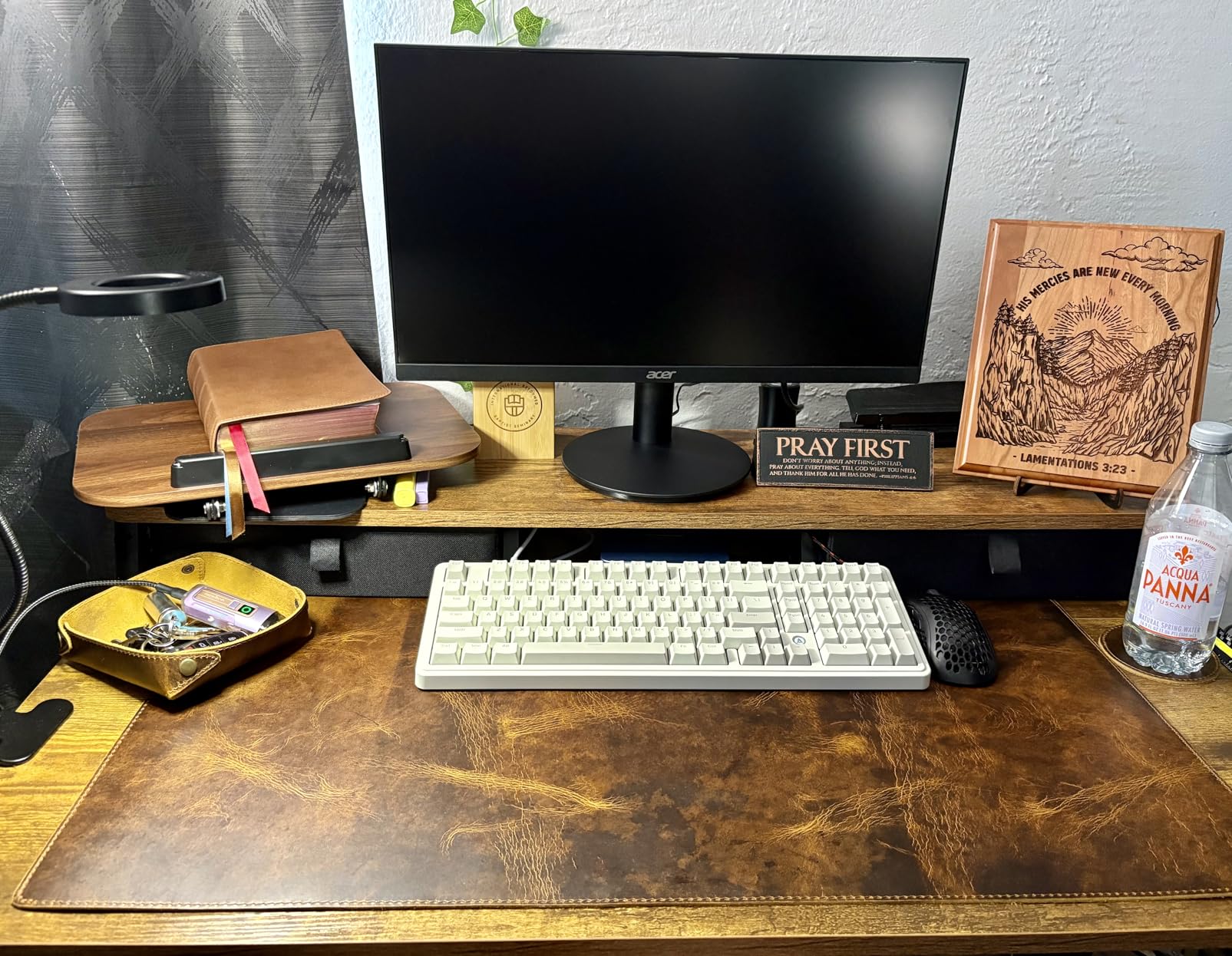 Elizo Real Leather Desk Mat Set (32x16) Large Desk Cover Desk Blotter Protector Computer Gaming Mouse Pad Table Laptop Office Desktop Accessories customer photo 2