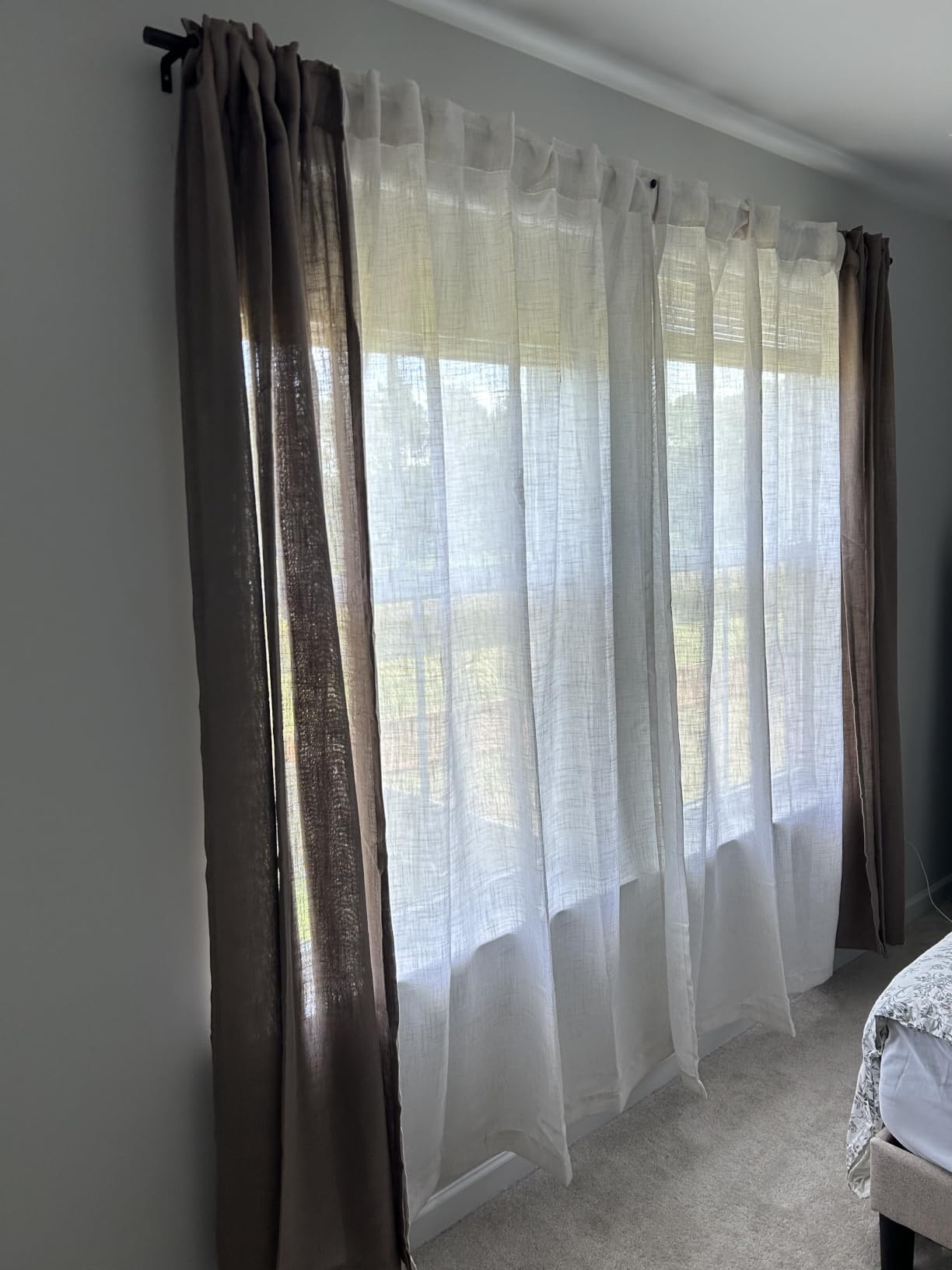 MIULEE Natural White Linen Curtains 84 Inch Long for Bedroom Living Room, Soft Thick Linen Textured Window Drapes Semi Sheer Light Filtering Rod Pocket Back Tab Neutral Farmhouse Cream Ivory 2 Panels customer photo 1