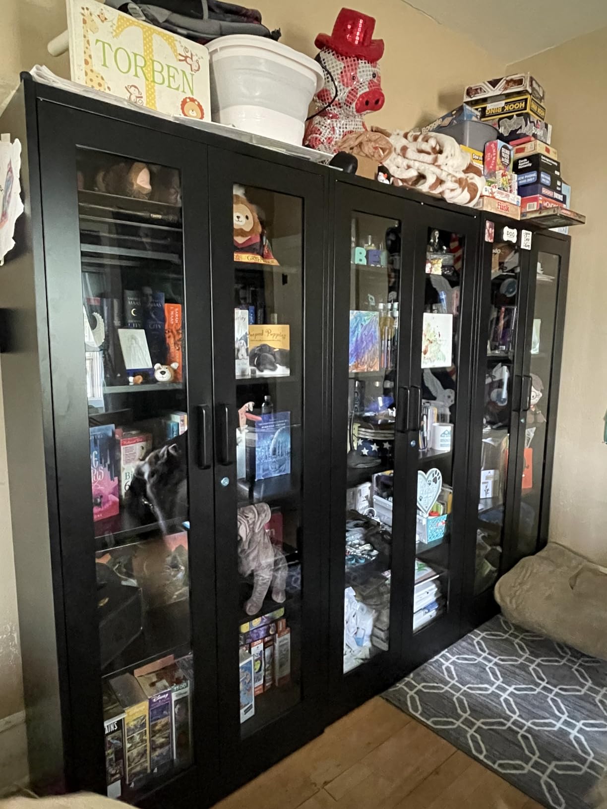 PEUKC Display Cabinet with Glass Doors, 71 Inches Metal Display Case with 4 Adjustable Shelves, Curio Storage Cabinet with Lock for Home, Office, Book, Pantry, Assemble Required (White) customer photo 1