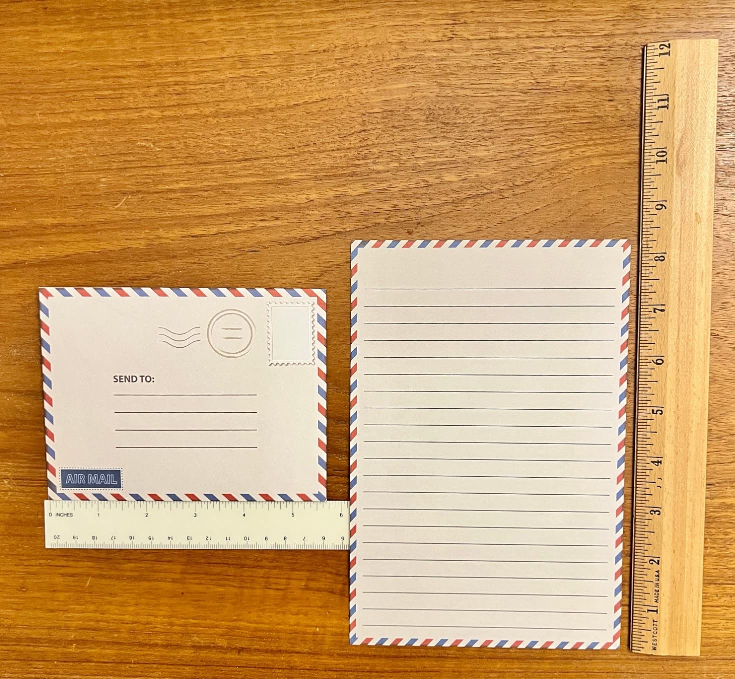Better Office Products Vintage Airmail Mini Stationery Set, 100 Piece Set (50 Lined Sheets + 50 Matching Envelopes), 5.5 x 8.25 inch, Double Sided Printing customer photo 1