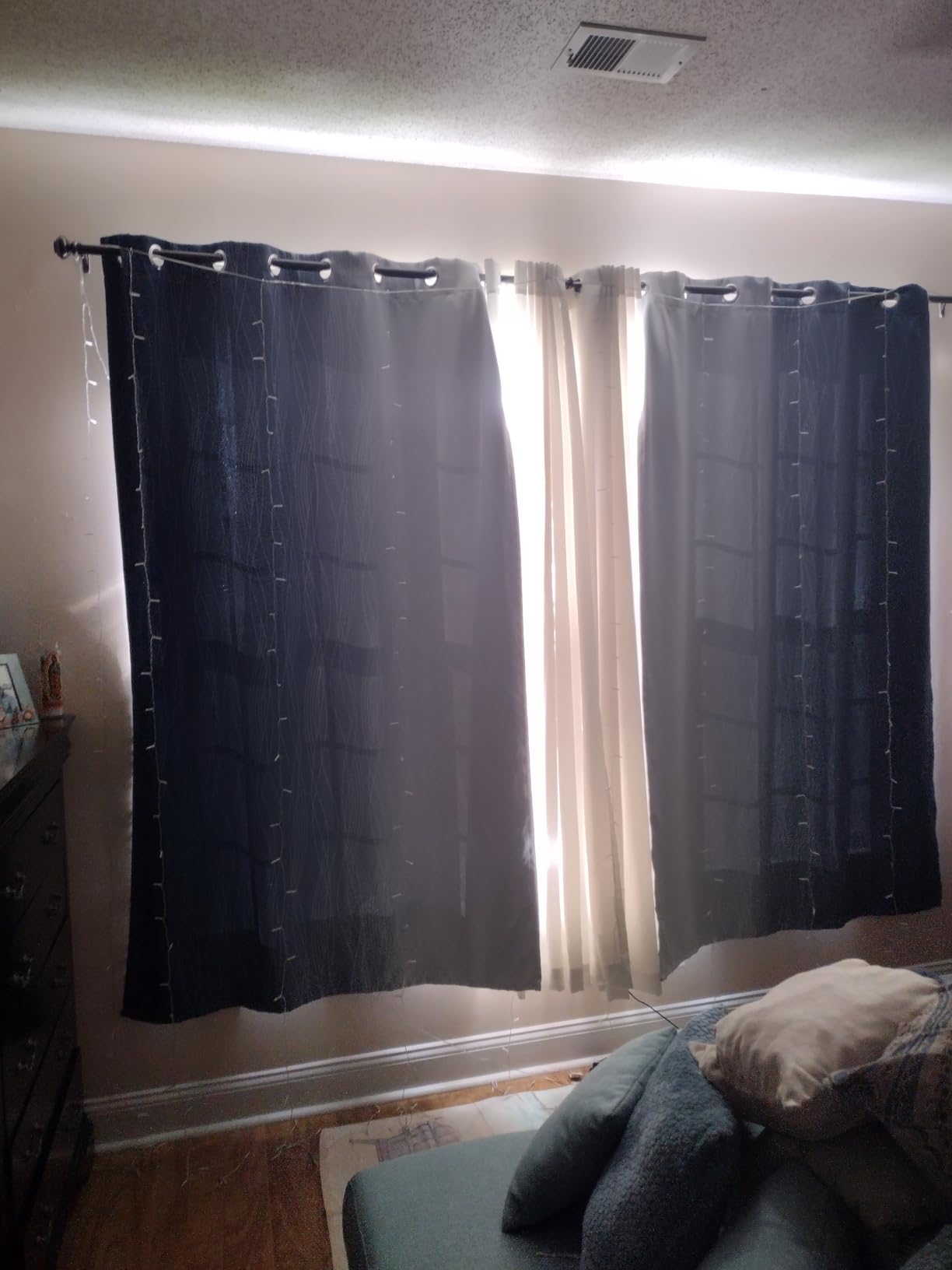 Estelar Textiler Navy Blue and Greyish White Blackout Curtains for Bedroom 84 Inches Long, Full Room Darkening Grommet Curtains for Living Room, Thermal Insulated Ombre Drapes, 52Wx84L, 2 Panels customer photo 1
