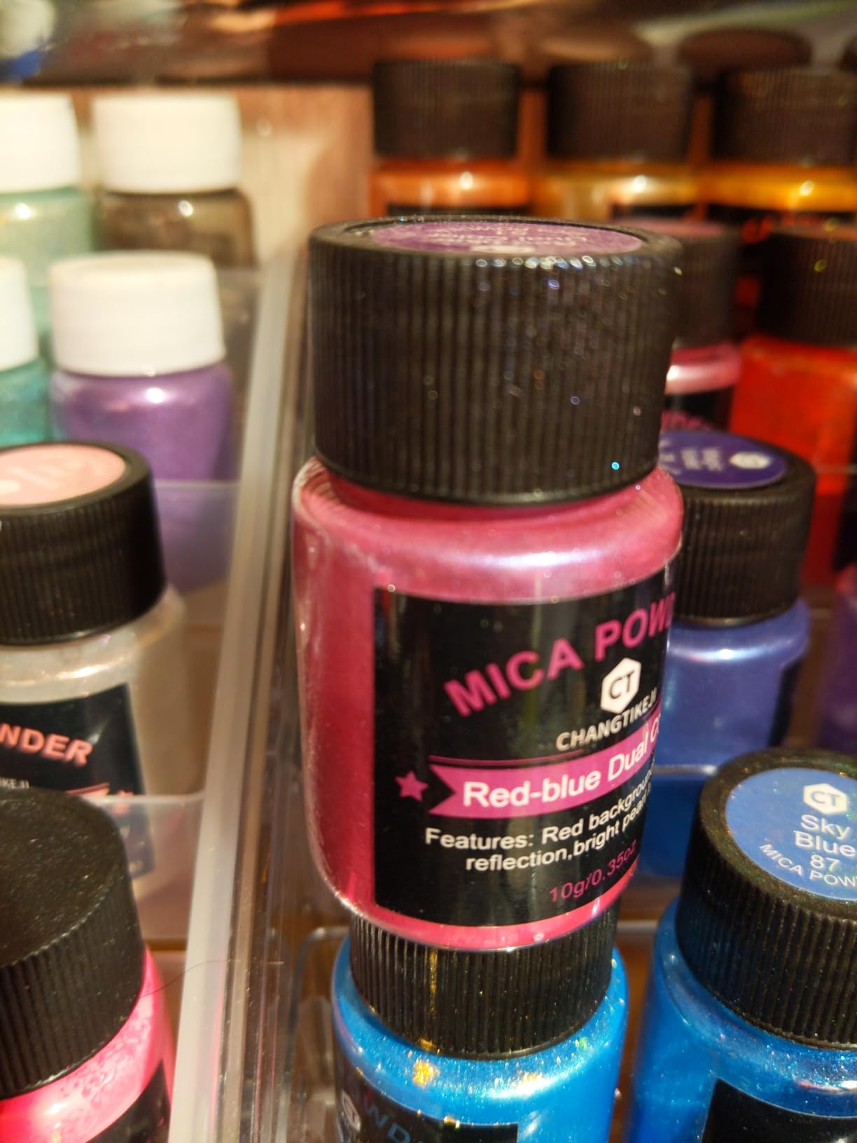 CHANGTIKEJI Mica Powder, 36 Colors - 10g/Bottle of Natural Pigment Powder | for Epoxy Resin, Soap Making, Candle Making, Lip Gloss, Car Freshies, Dye, Nail Polish, Bath Bombs customer photo 1