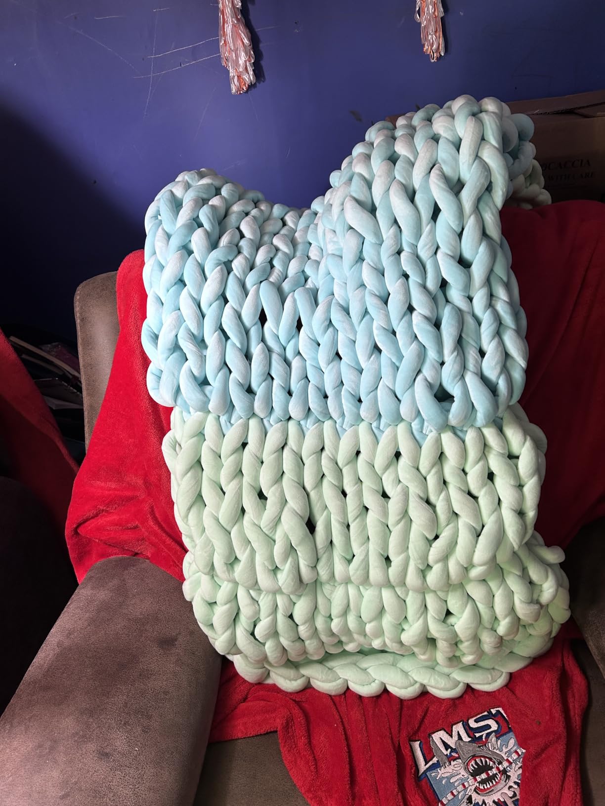 Chunky Yarn for Arm Knitting, guofa 2.2LBS Soft Fleece Yarn for Throw Blanket Pillow, Hand Knitting Bag, Cat Bed and DIY Home Decorations customer photo 1